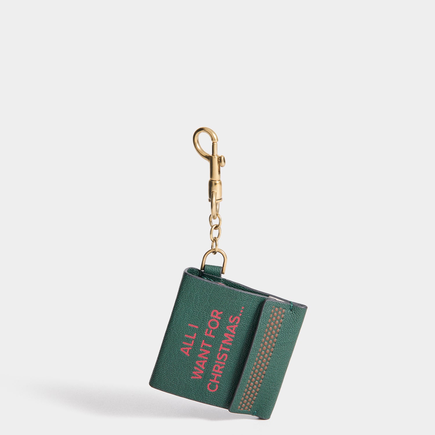 Charm Christmas in Midnight Green Shiny Capra | Anya Hindmarch US