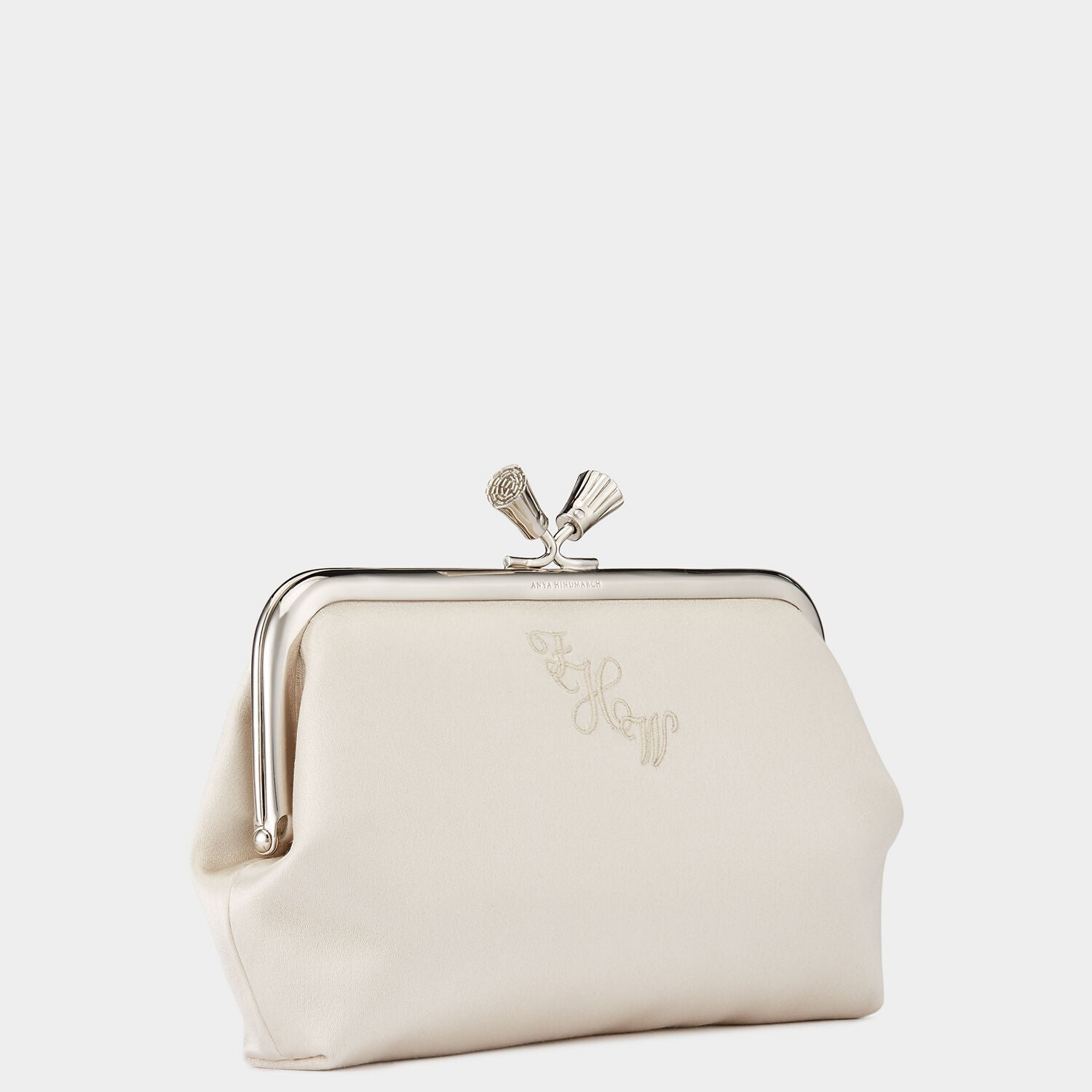 Bespoke Maud Clutch Bag in Oyster Satin | Anya Hindmarch US