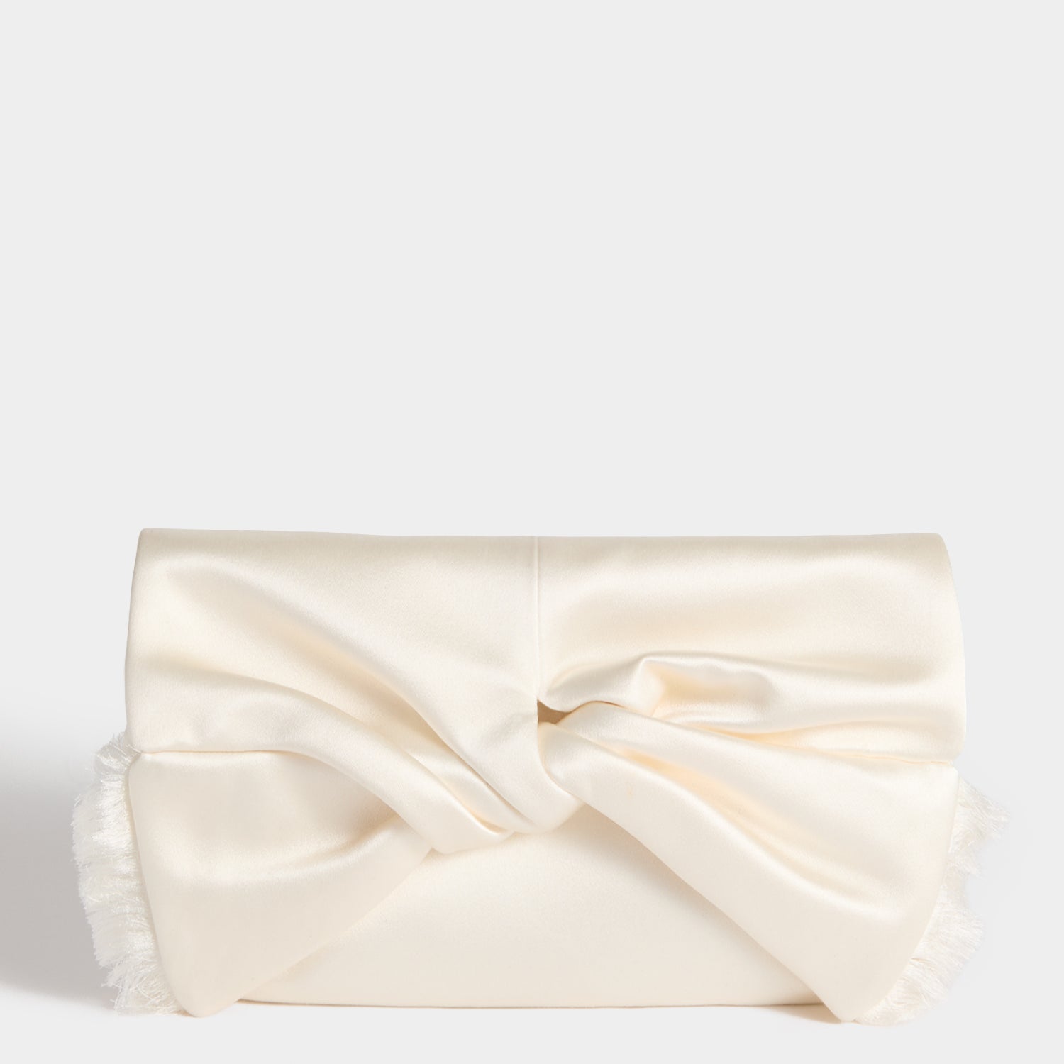 ANYA HINDMARCHパーティーバッグ ホワイト サテン Bow Clutch Bag in Ivory Satin | Anya Hindmarch US