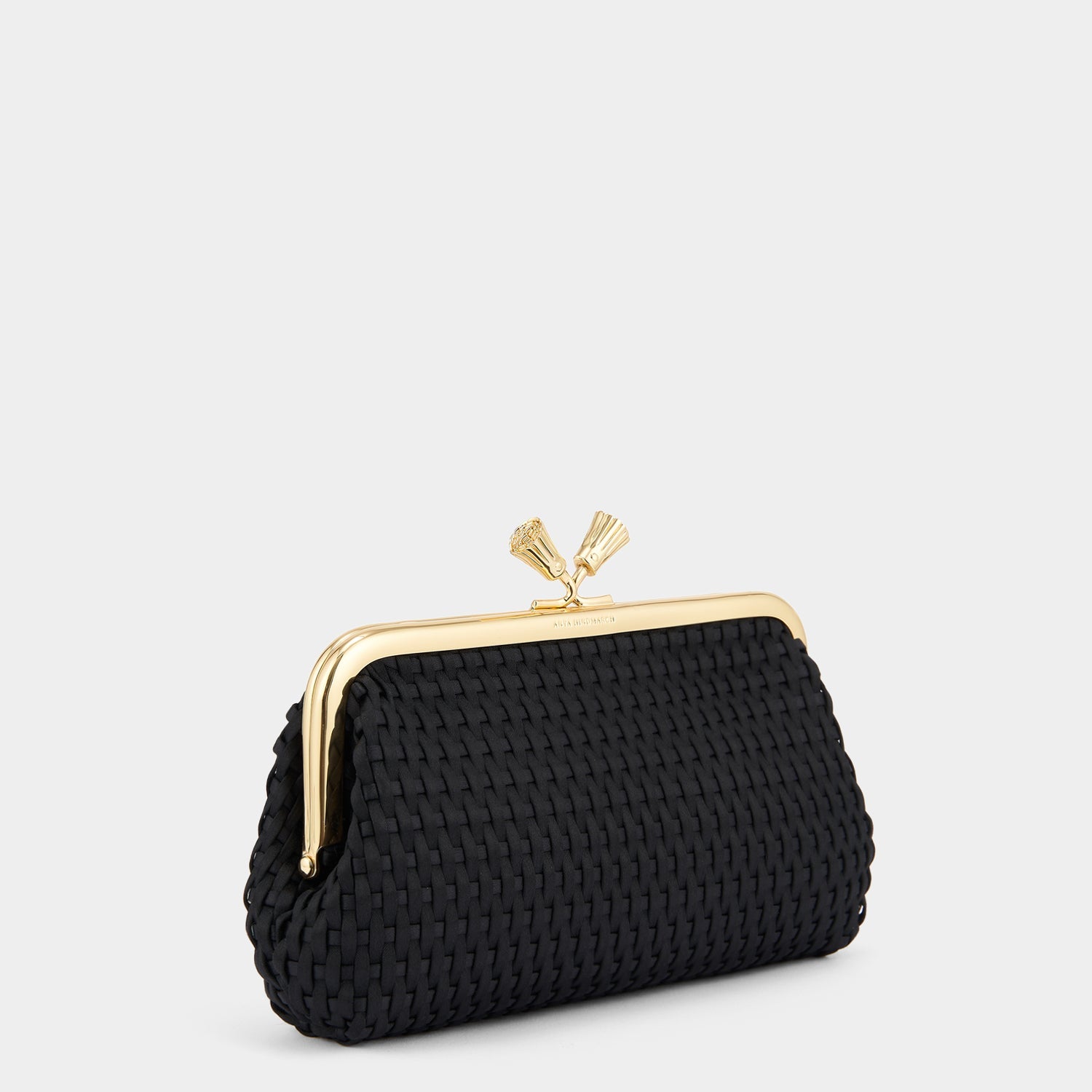関税なし☆ANYA HINDMARCH/Maud Clutch Tassel in Black Satin Maud Woven Tassel Clutch | Anya Hindmarch US