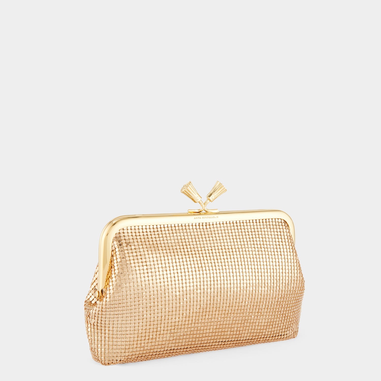 Anya Hindmarch Maud Tassel Metal Mesh Clutch Bag