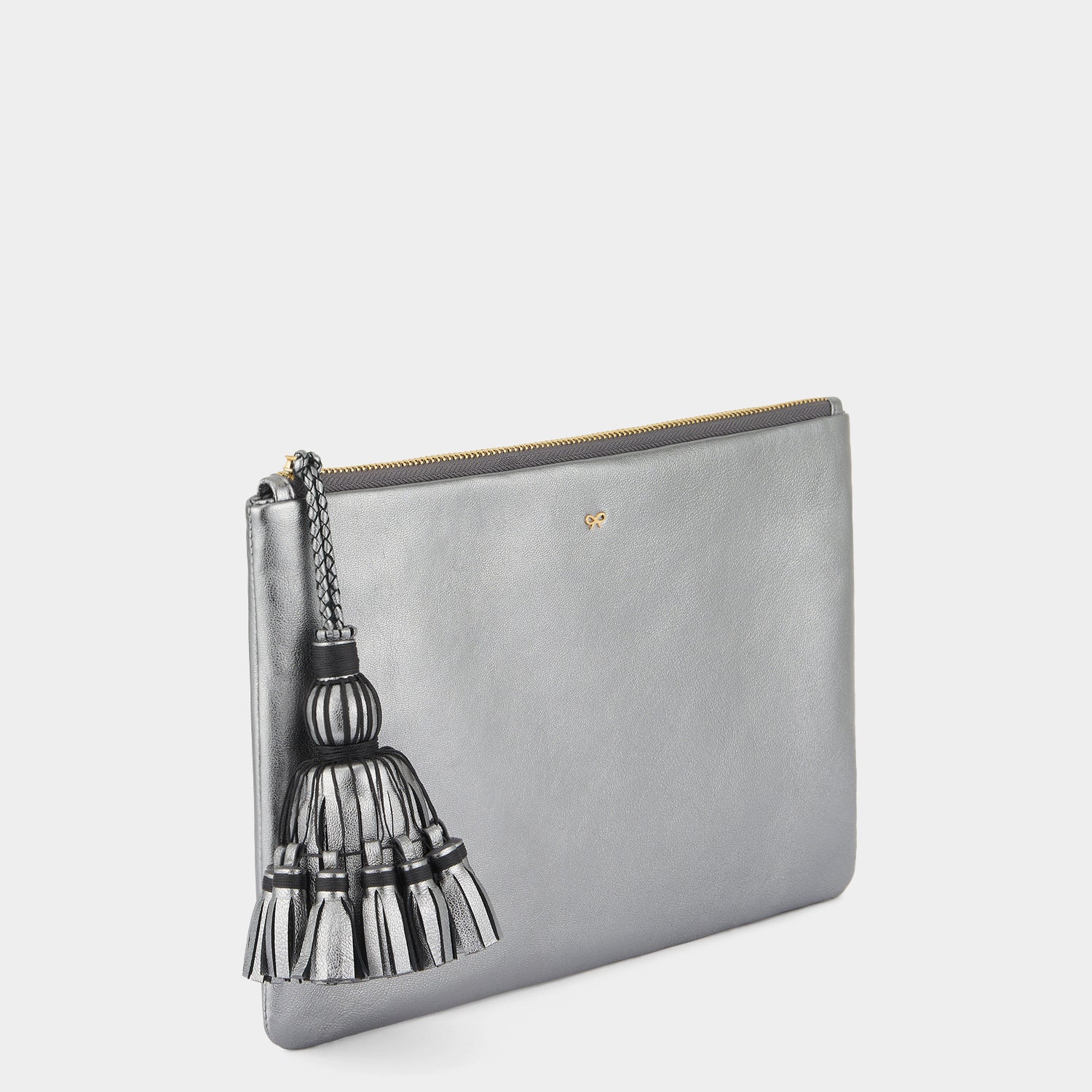 Anya Hindmarch Georgiana Metallic Napa Zip Clutch Bag