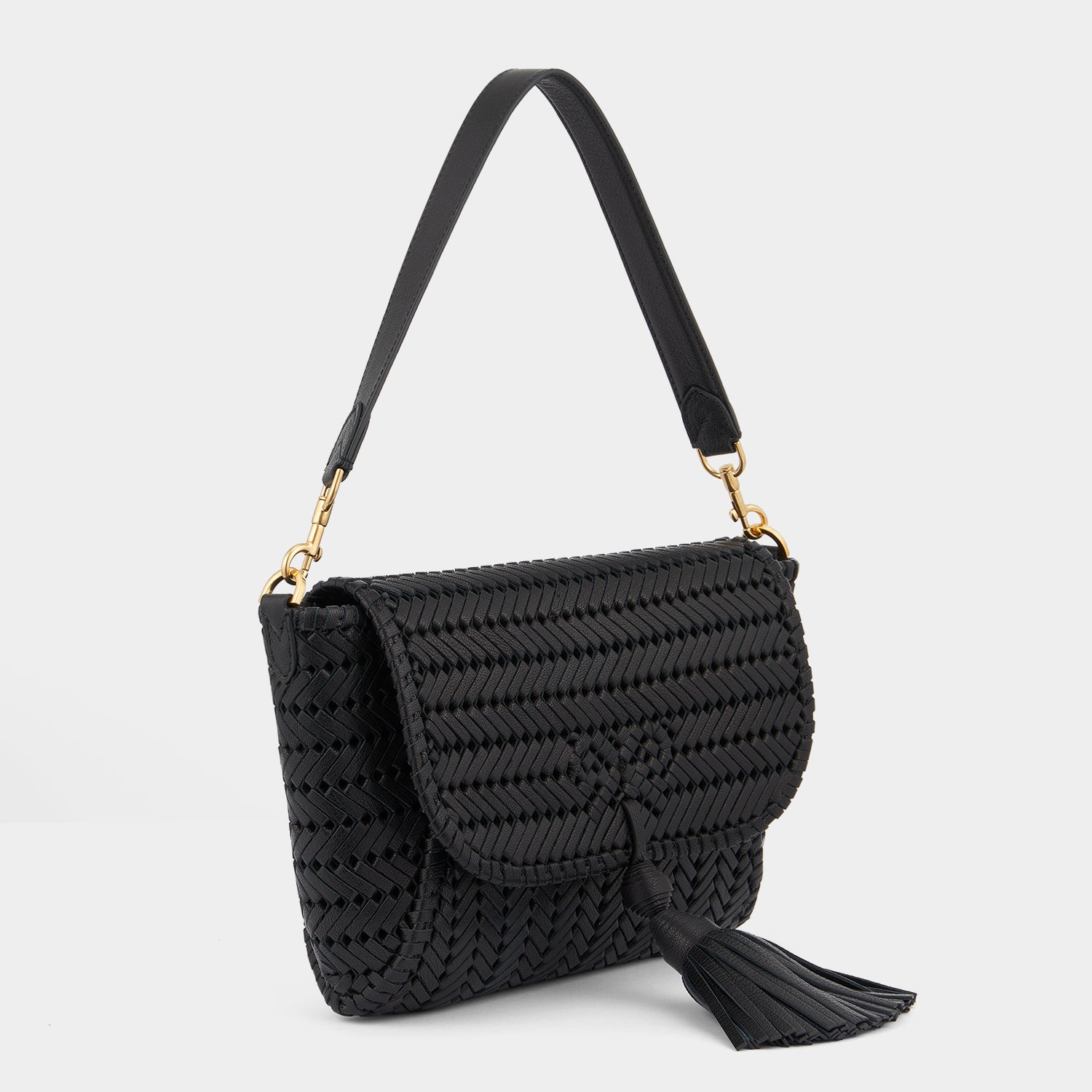 Black Woven Messenger Bag