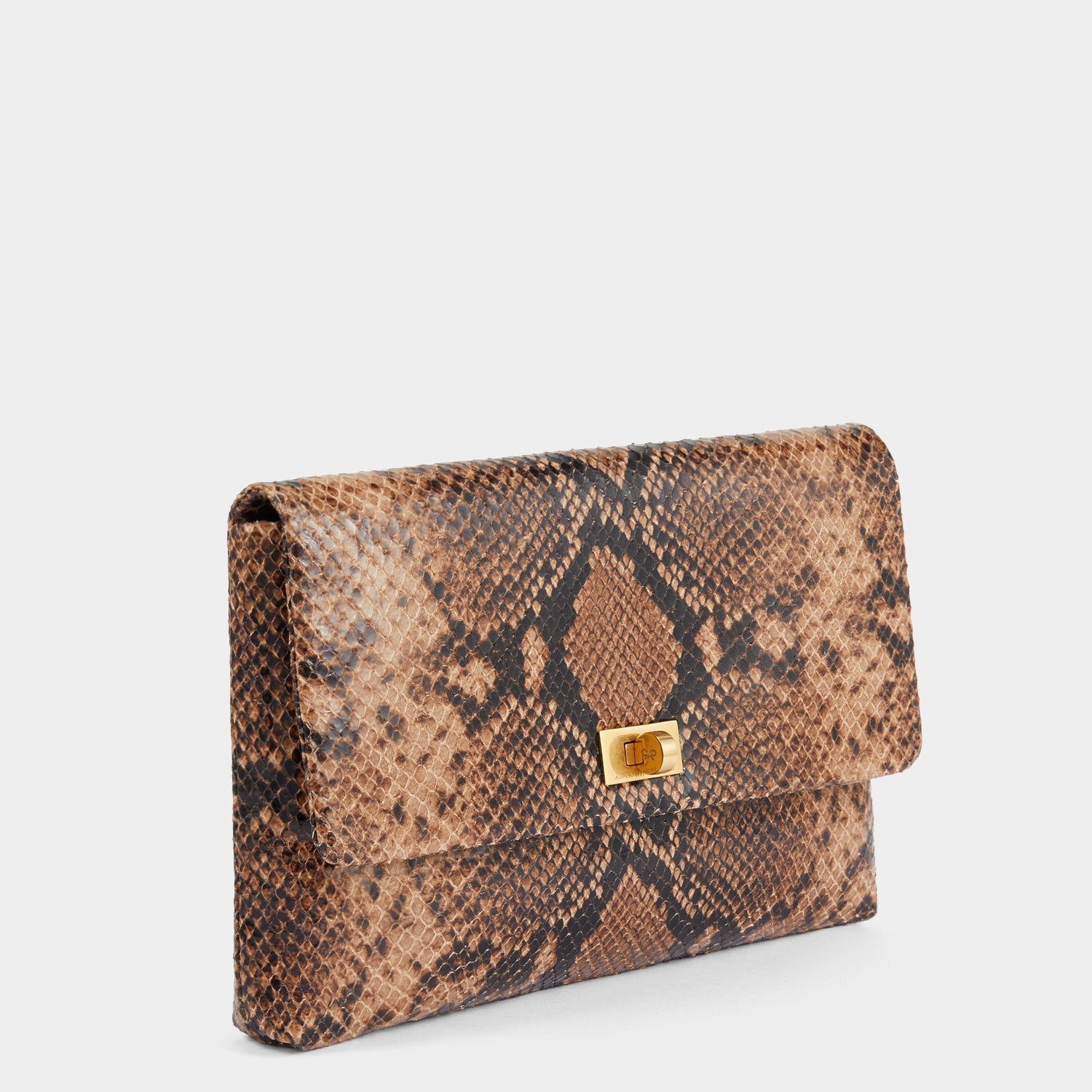 Snakeskin-patterned Clutch Bag - Brown/snakeskin-patterned