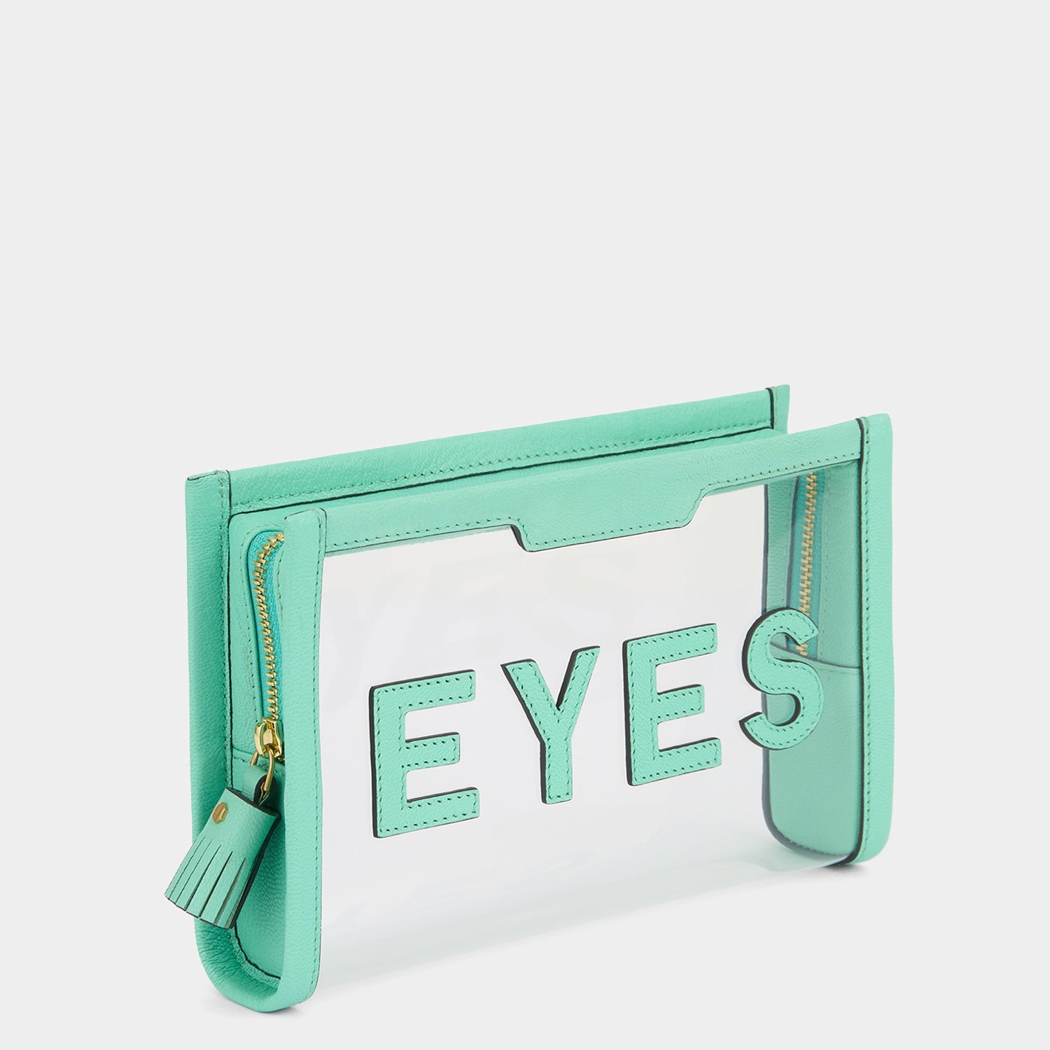 Eyes Pouch -

                  
                    Capra Leather in Arsenic Green/Clear -
                  

                  Anya Hindmarch US
