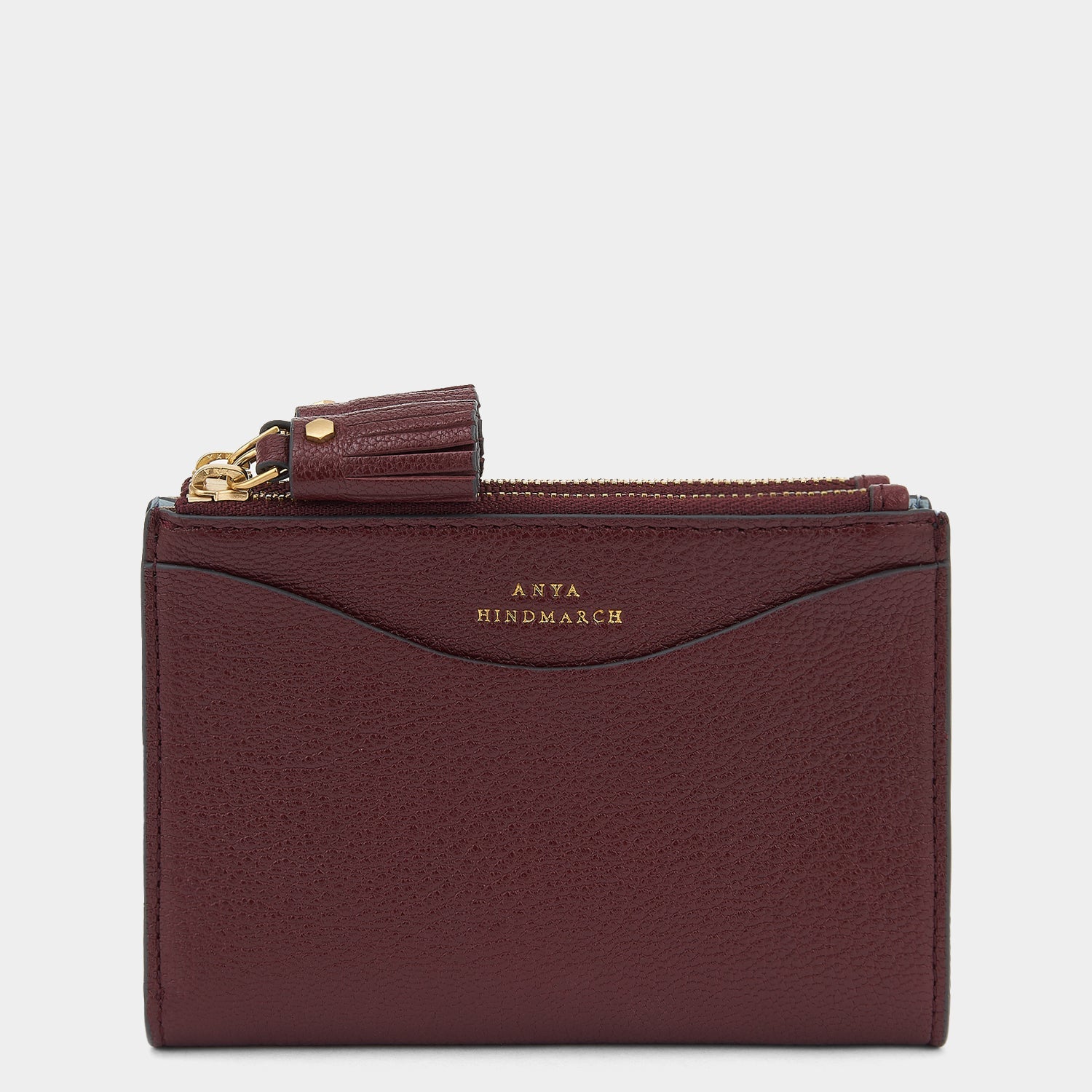 Peeping Eyes Small Double Zip Wallet Capra Leather in Rosewood