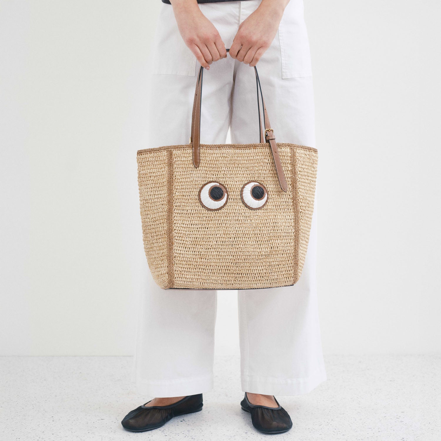 Small Raffia Tote Bag with Eyes | Anya Hindmarch US