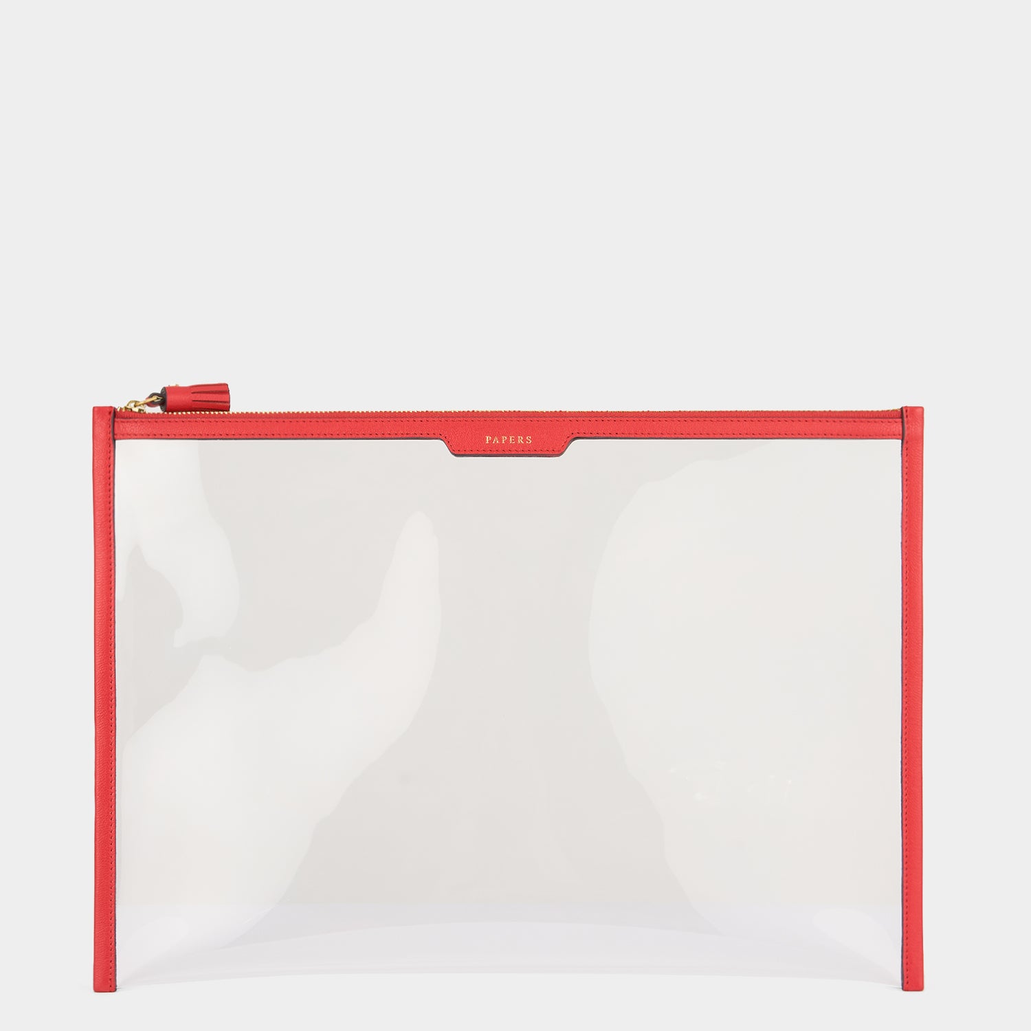 Papers Zip Sleeve -

                  
                    Capra Leather in Salmon/Clear -
                  

                  Anya Hindmarch US
