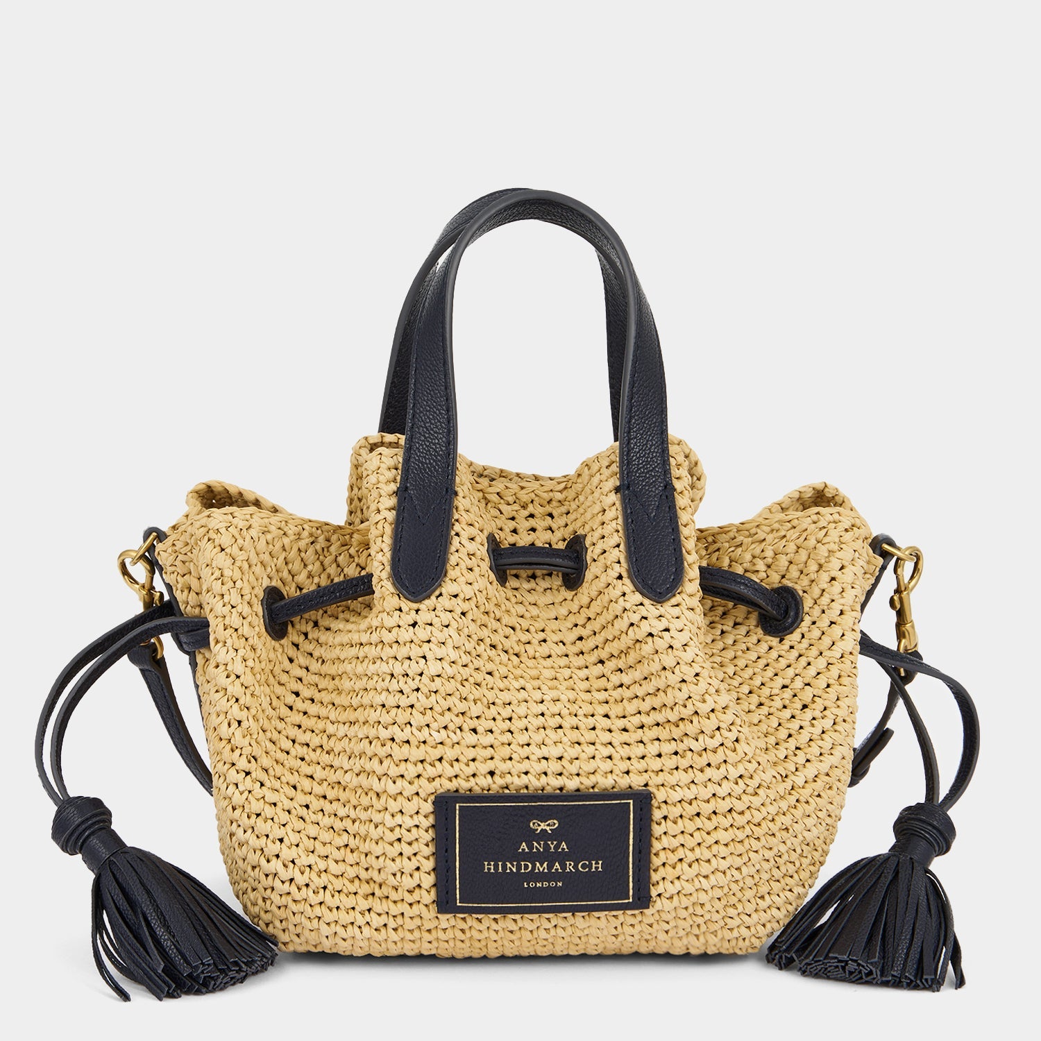 Marine Raffia Drawstring Crossbody Bag | Anya Hindmarch US Marine Raffia Drawstring Crossbody Bag | Anya Hindmarch US