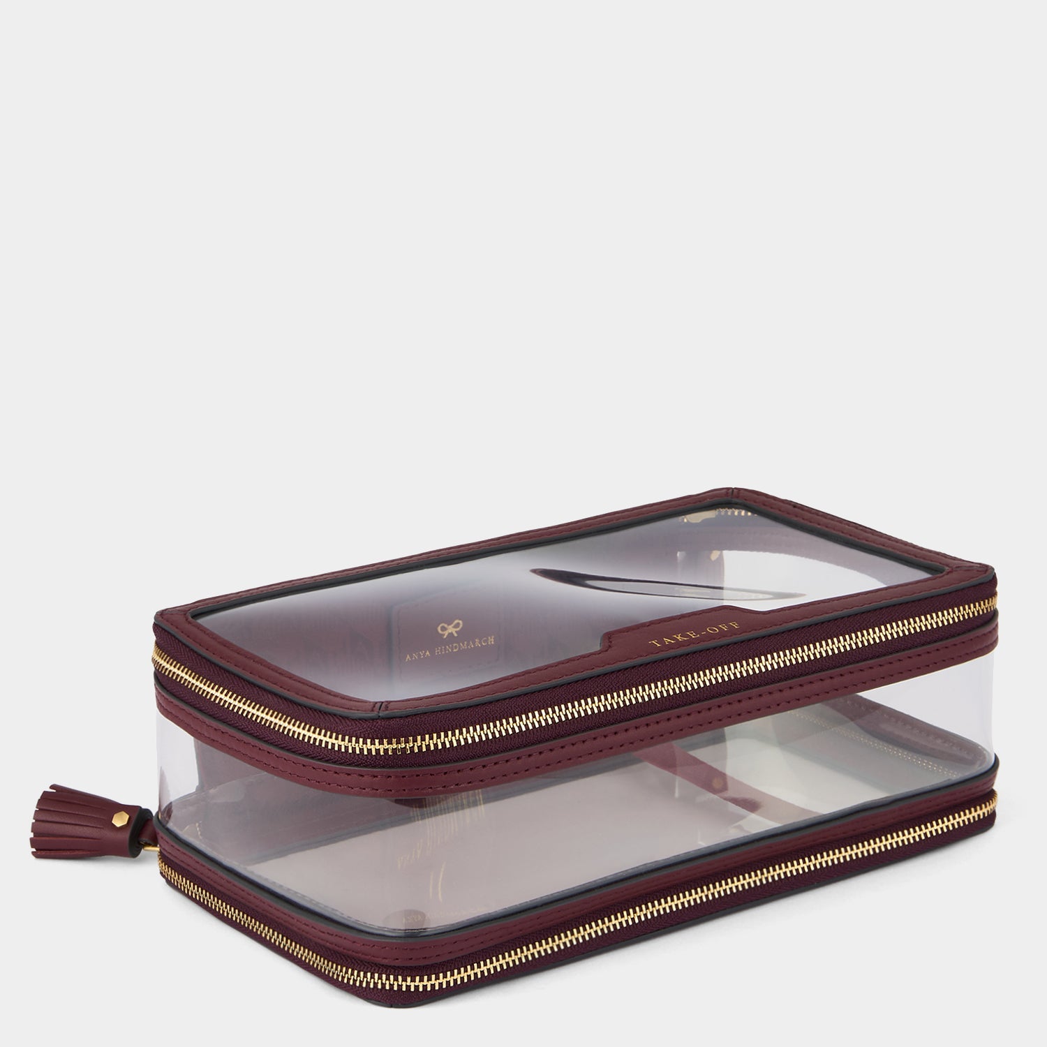 Logo In Flight Case in Clear Medium Red Anya Hindmarch