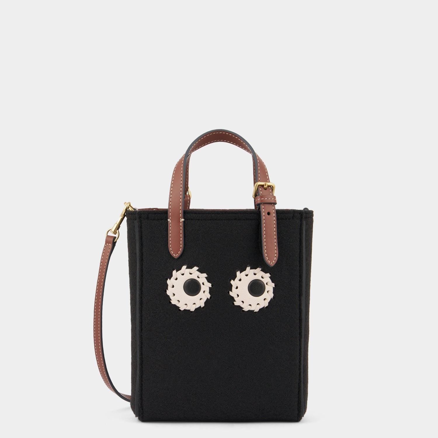 Anya Hindmarch Mini Felt Tote Bag with N S Eyes Design Os