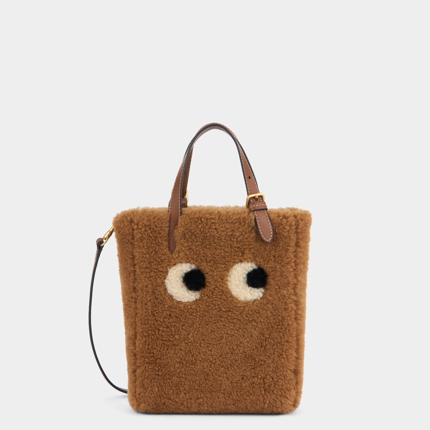 Mini N S Eyes Shearling Cross body Tote