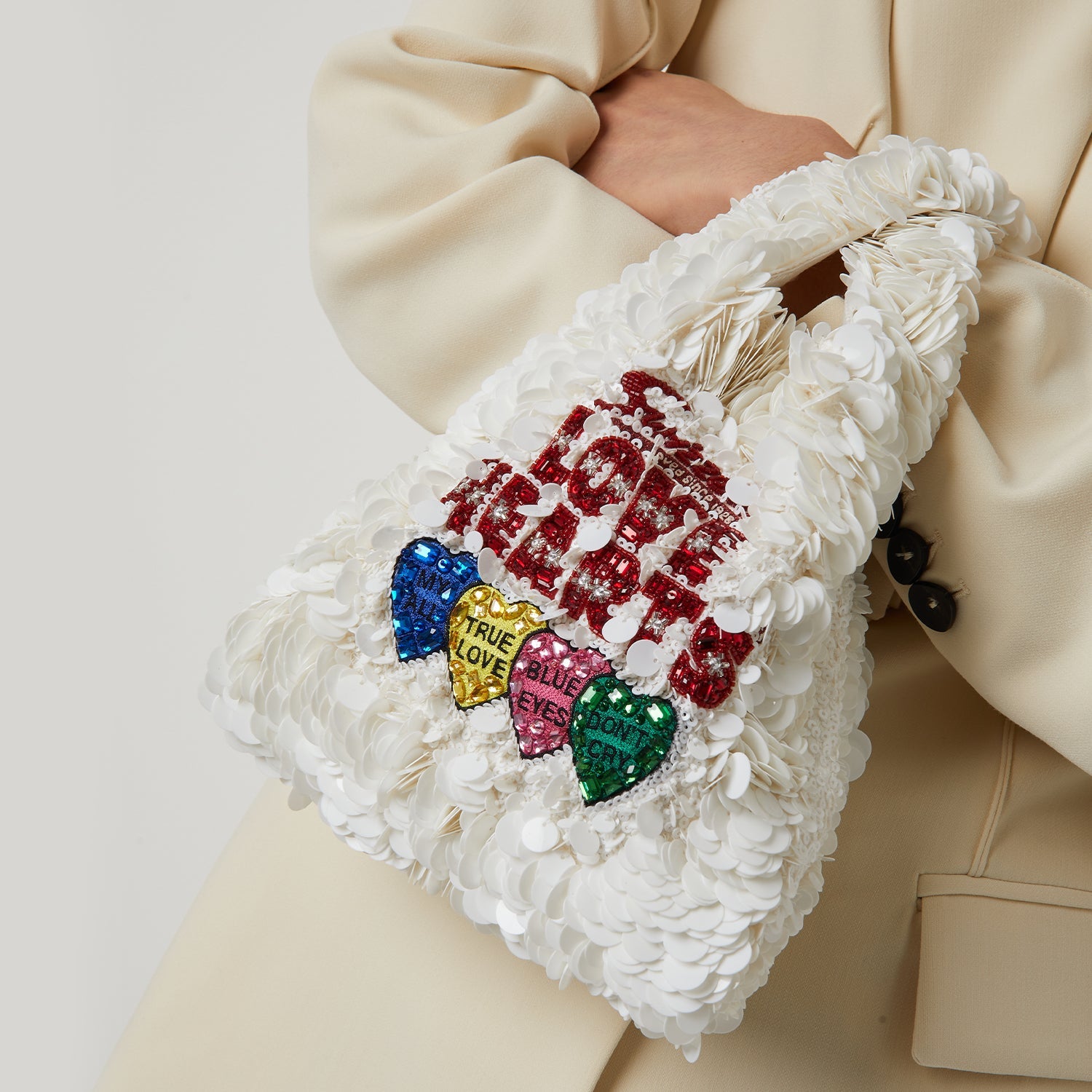 Anya Brands Love Hearts Mini Tote -

                  
                    Sequins in Optic White -
                  

                  Anya Hindmarch US
