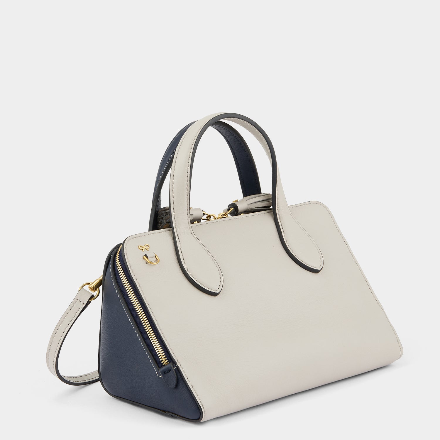 Strathberry Top Handle Leather Mini Tote Bag In White