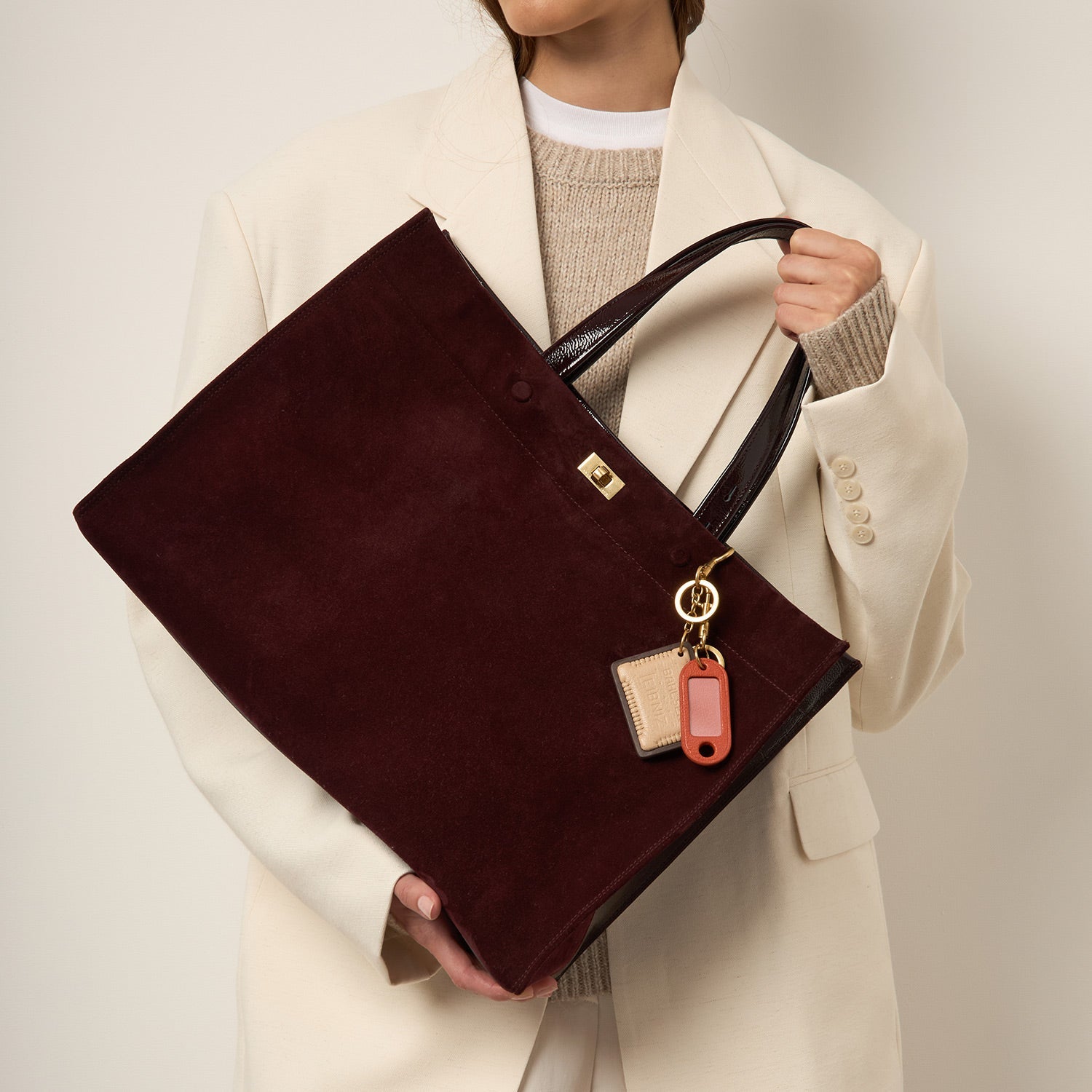 Mortimer Tote -

          
            Suede/Patent Leather in Grape -
          

          Anya Hindmarch US
