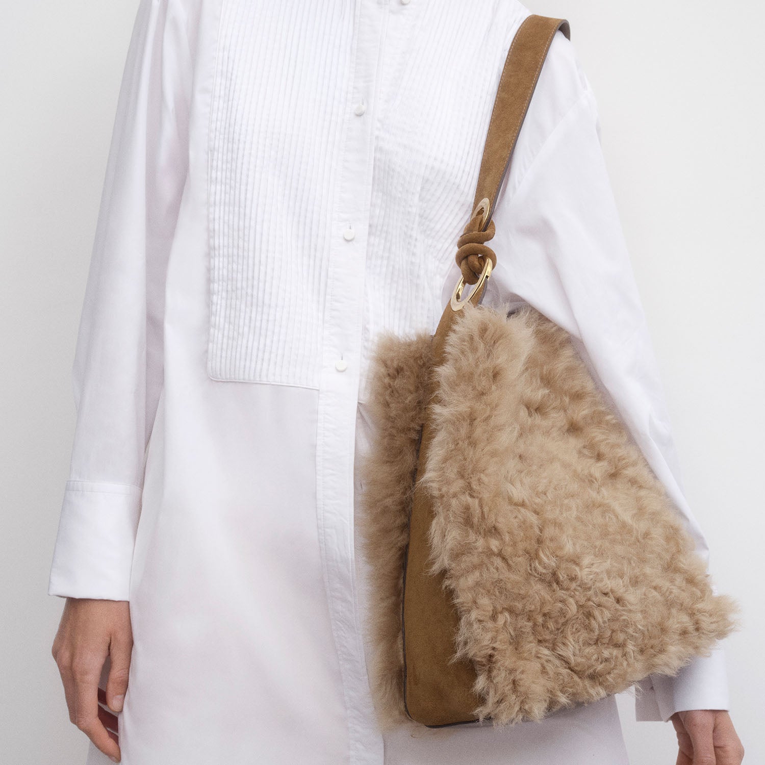 anya hindmarch ghost mini shearling backpack Eyes Ringo Shearling Shoulder Bag |