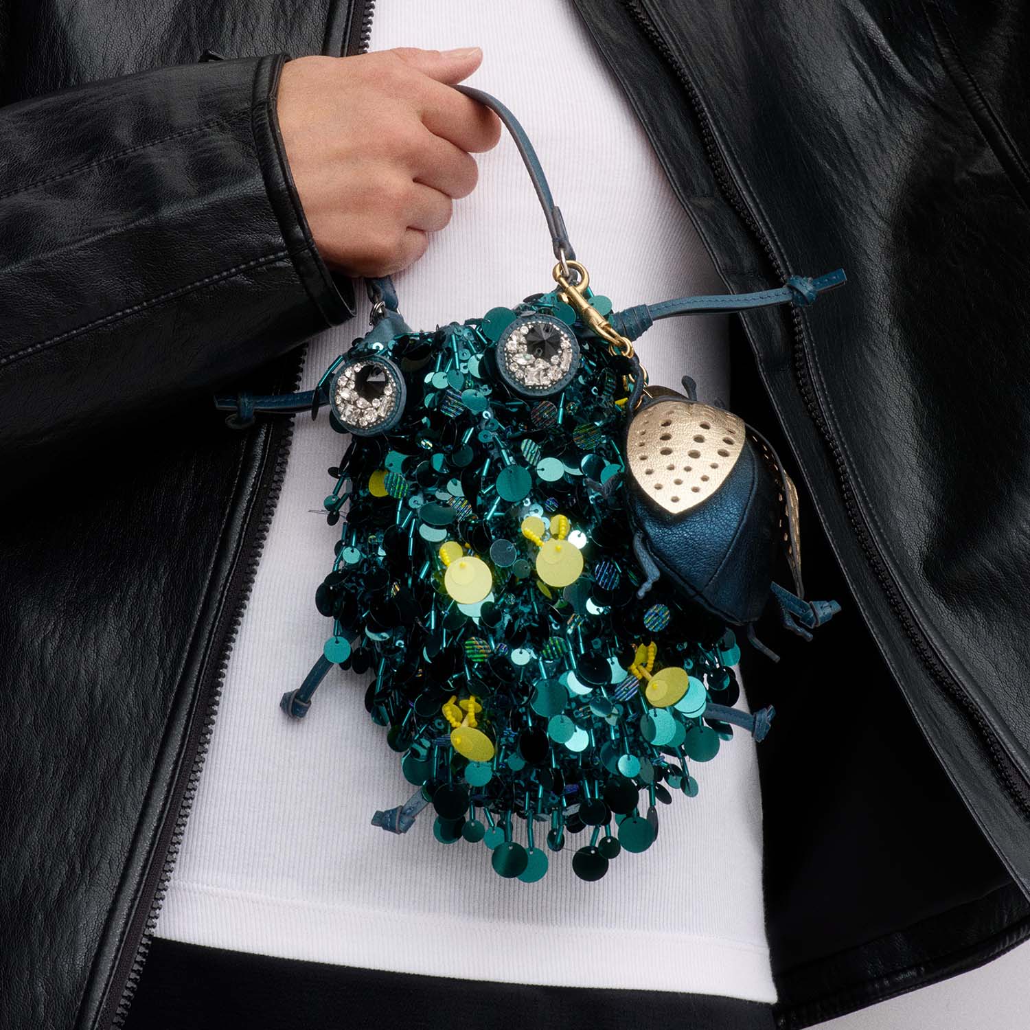 Beetle Sequins Cross-body -

          
            Sequins in Dark Teal green -
          

          Anya Hindmarch US
