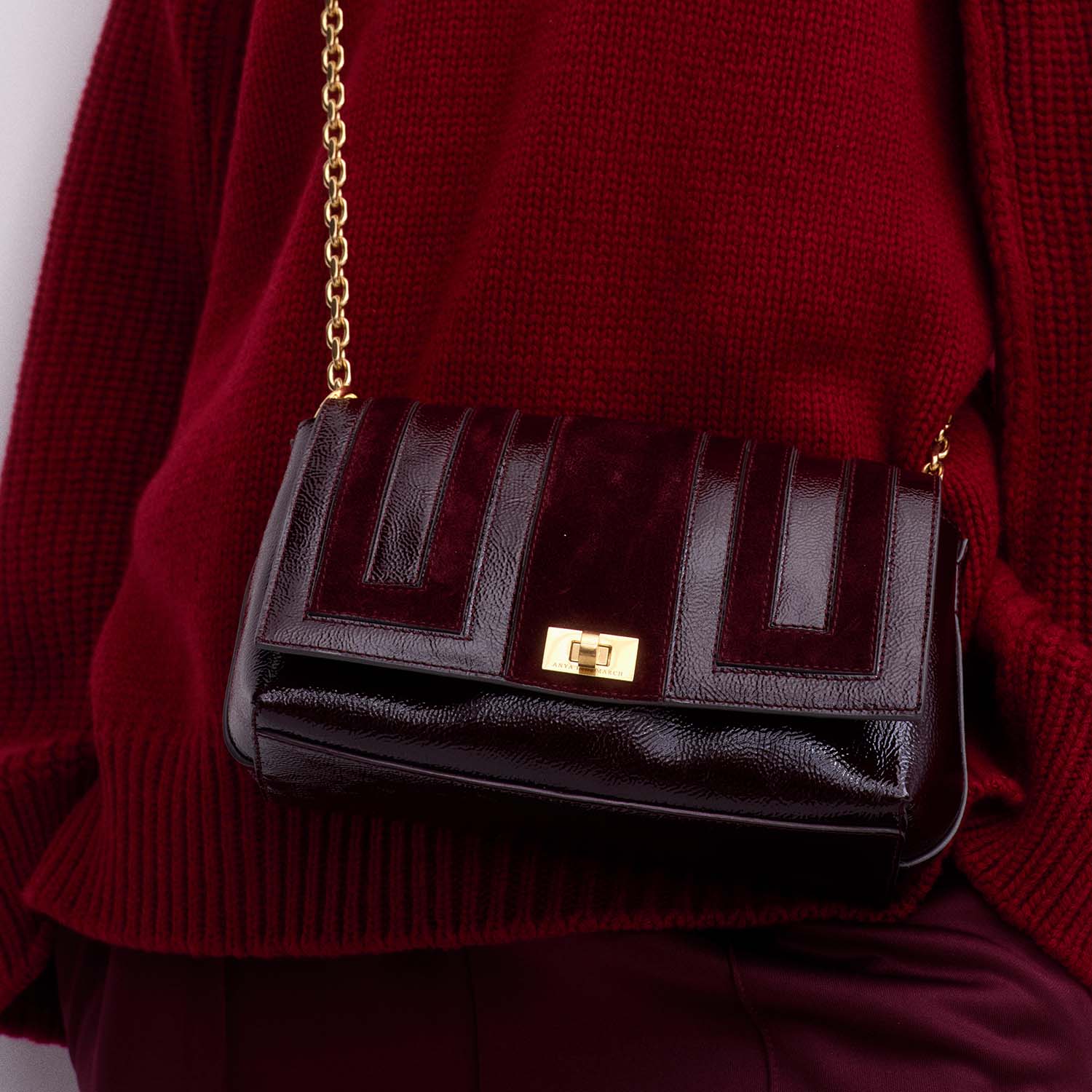 Mortimer Cross-body -

          
            Suede Leather in Grape -
          

          Anya Hindmarch US
