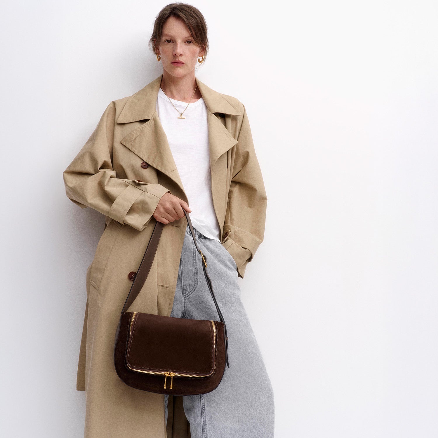 Vere Shoulder Bag -

          
            Suede/Calf Leather in Truffle -
          

          Anya Hindmarch US
