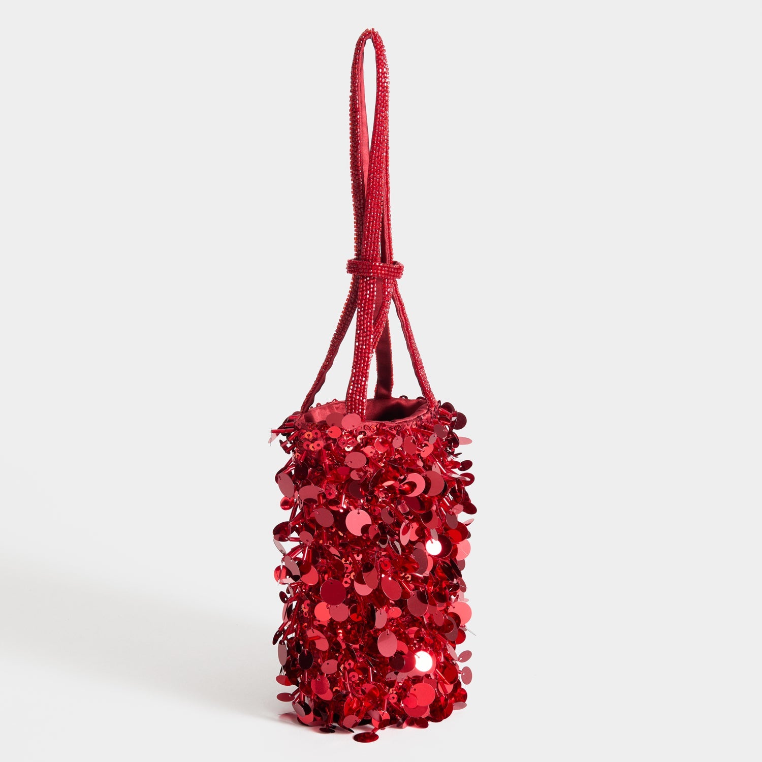 Anya Brands Imperial Leather Mini Bucket Bag -

          
            Satin/Sequins in Red -
          

          Anya Hindmarch US
