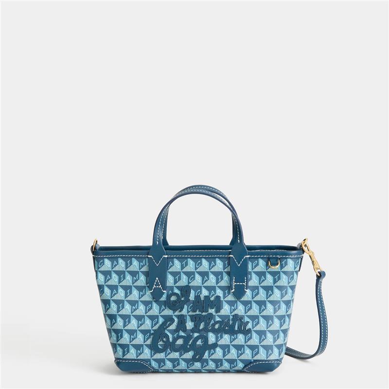 I Am A Plastic Bag Mini Tote -

          
            Recycled canvas/Satin leather in Petrol Blue -
          

          Anya Hindmarch US
