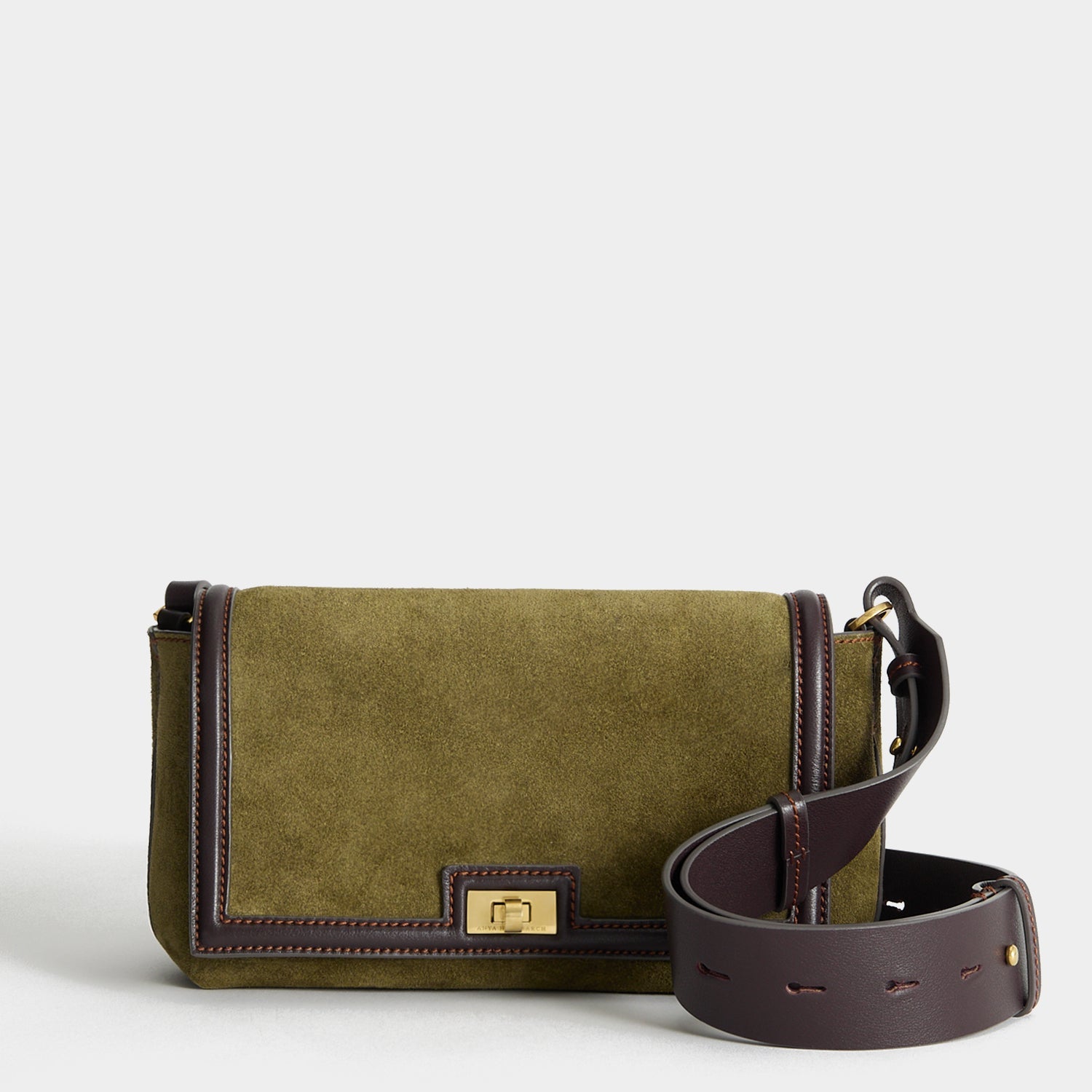 Mortimer Frame Cross-body -

          
            Suede Leather/Calf Leather in Bonsai green and Grape -
          

          Anya Hindmarch US
