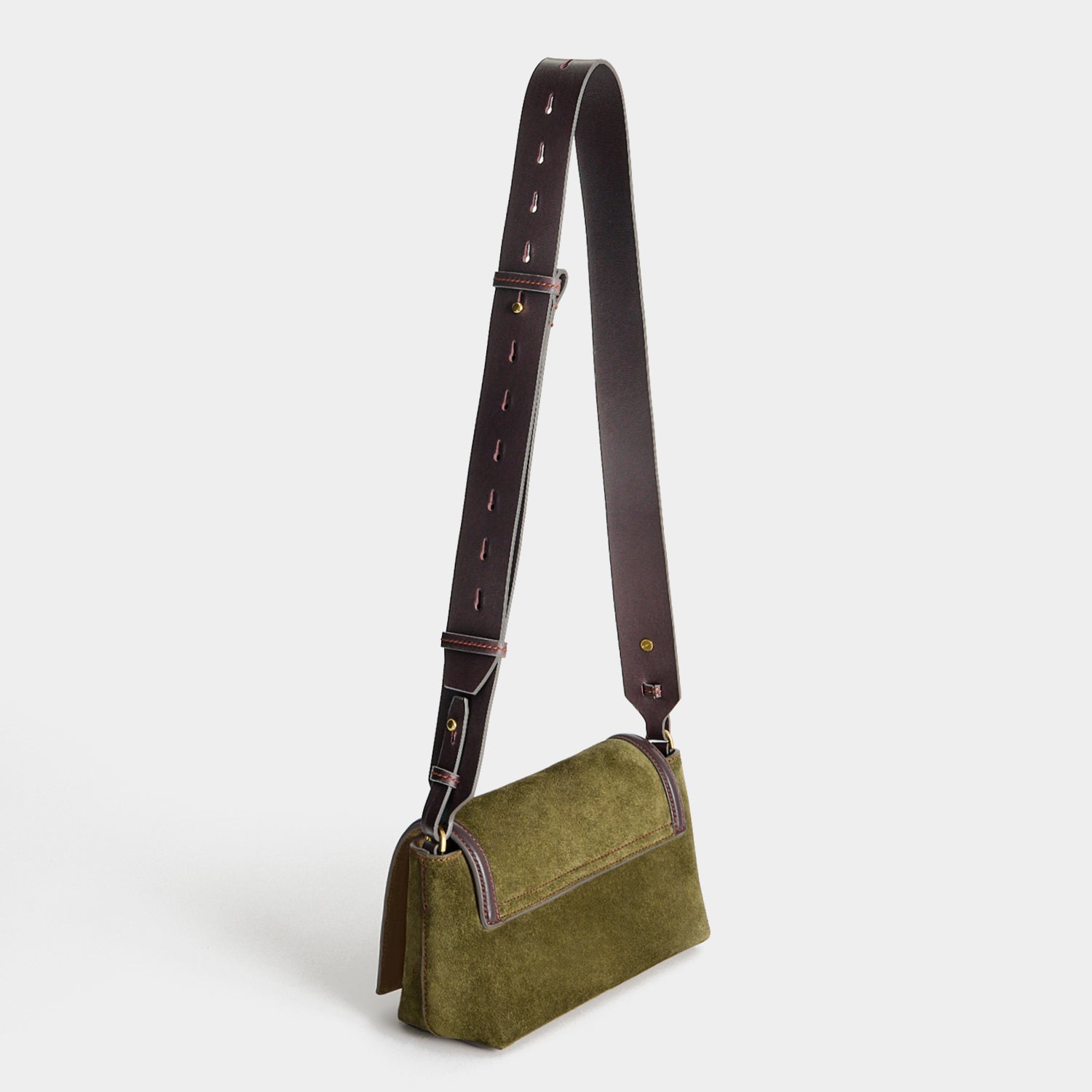 Mortimer Frame Cross-body -

          
            Suede Leather/Calf Leather in Bonsai green and Grape -
          

          Anya Hindmarch US
