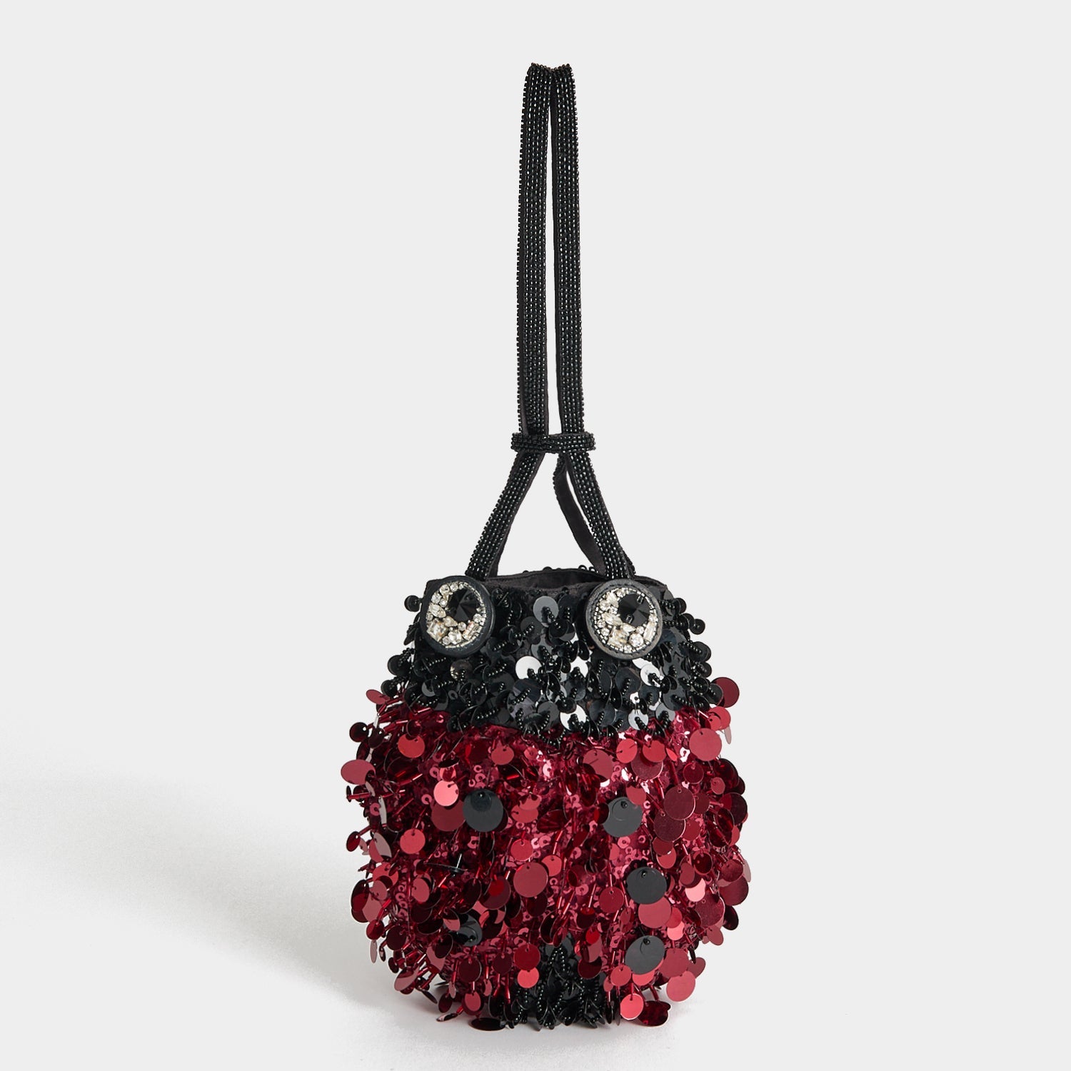 Ladybird Mini Bucket Bag -

          
            Sequins in black and red -
          

          Anya Hindmarch US
