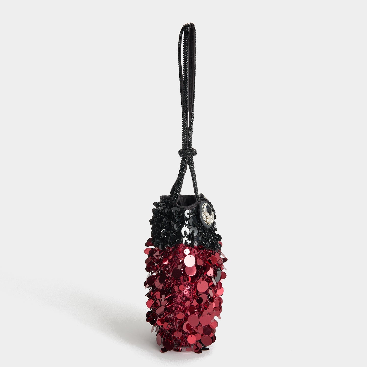 Ladybird Mini Bucket Bag -

          
            Sequins in black and red -
          

          Anya Hindmarch US
