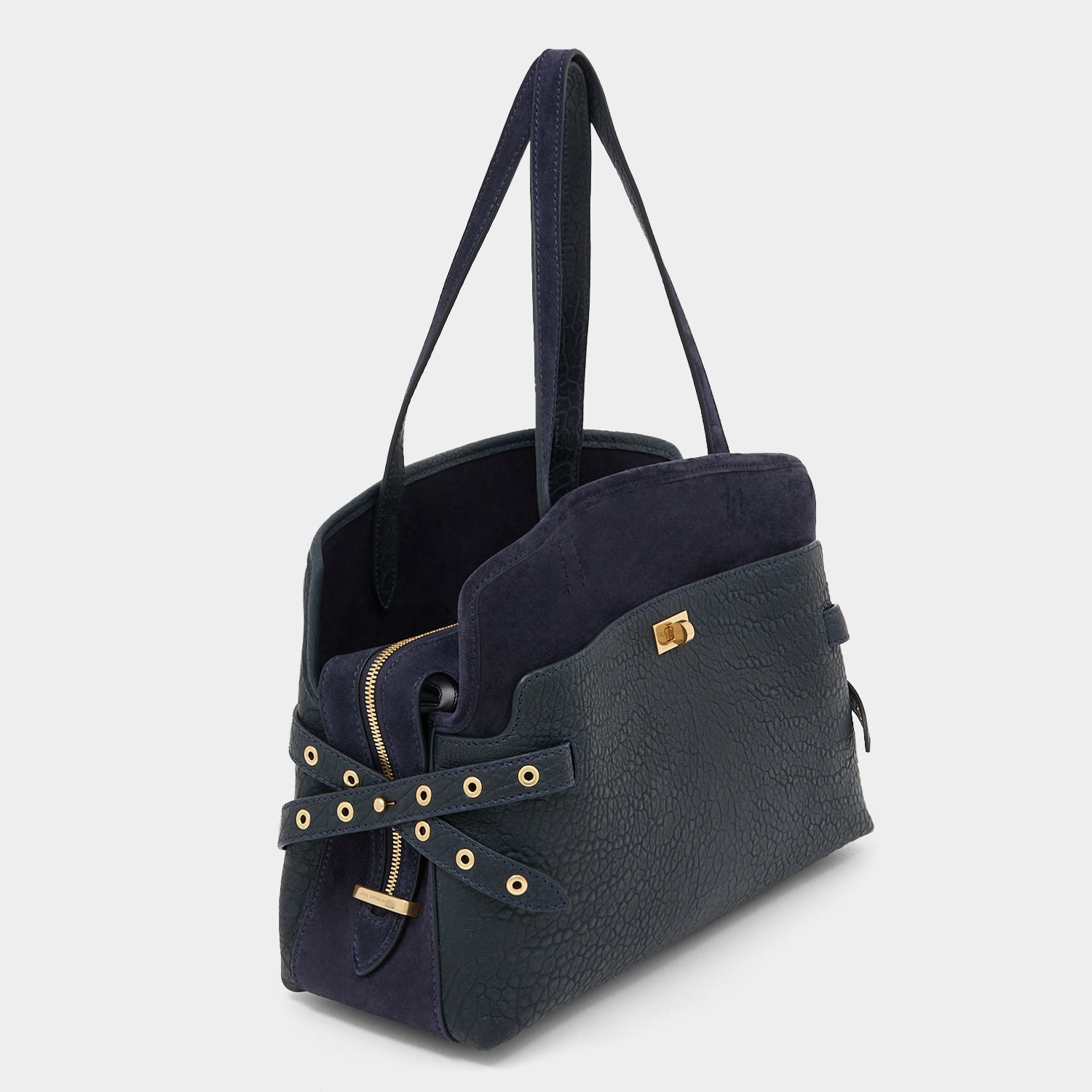 Wilson Eyelet Shoulder Bag -

          
            Suede Leather in Marine Blue -
          

          Anya Hindmarch US
