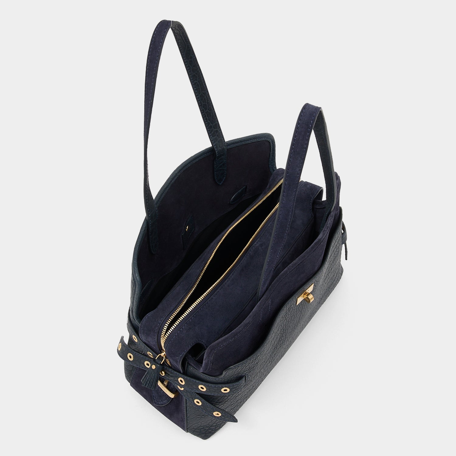 Wilson Eyelet Shoulder Bag -

          
            Suede Leather in Marine Blue -
          

          Anya Hindmarch US
