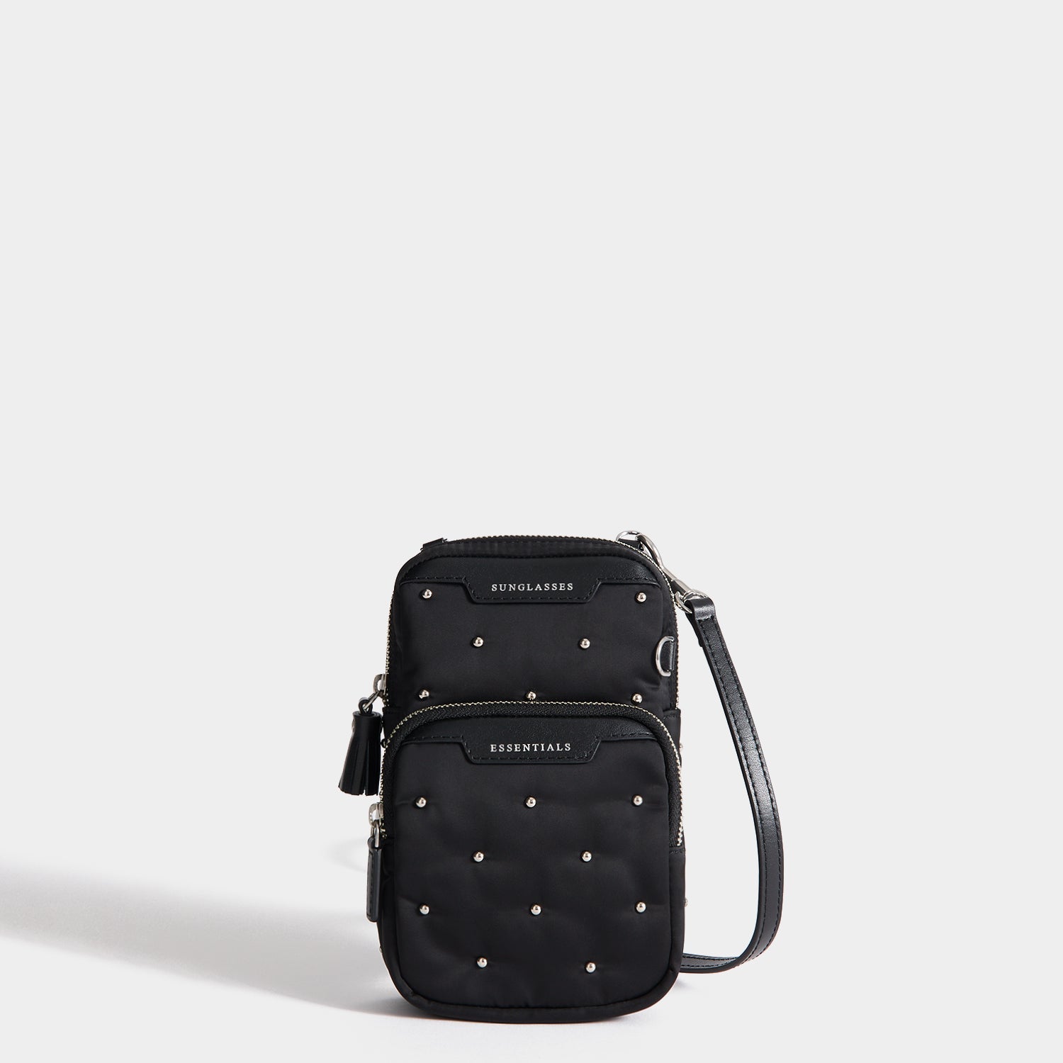 Studs Essentials Cross-body -

          
            Recycled Satin/Calf Leather in Black -
          

          Anya Hindmarch US

