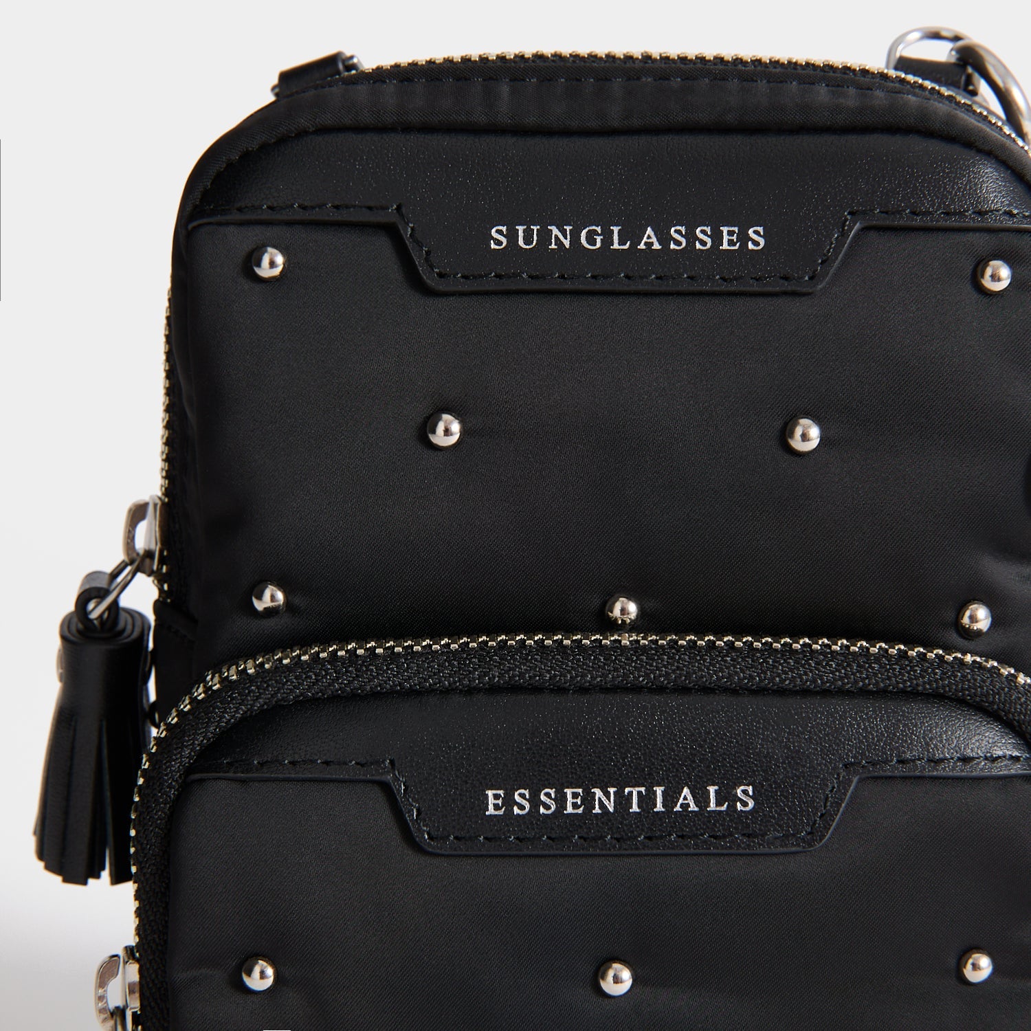 Studs Essentials Cross-body -

          
            Recycled Satin/Calf Leather in Black -
          

          Anya Hindmarch US
