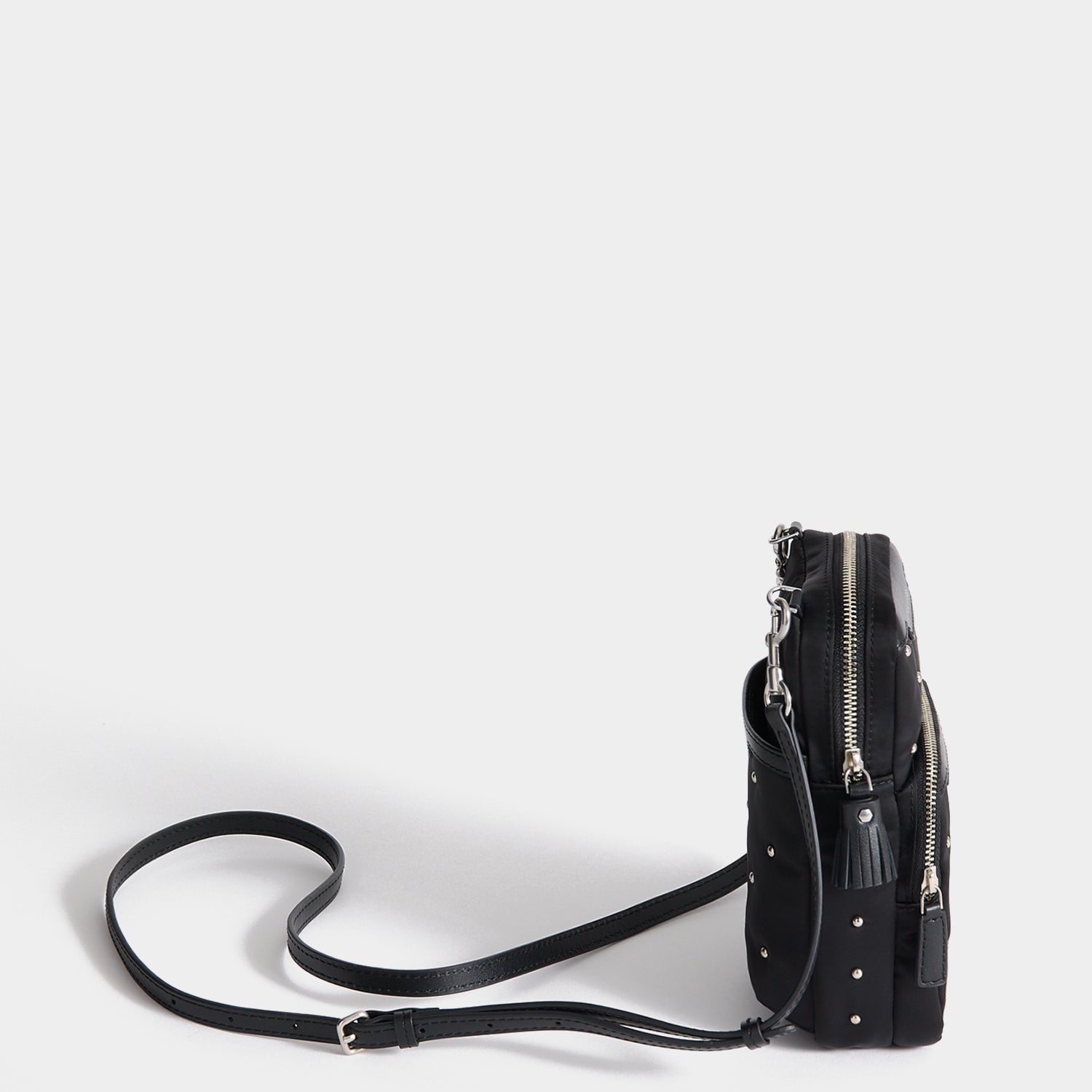 Studs Essentials Cross-body -

          
            Recycled Satin/Calf Leather in Black -
          

          Anya Hindmarch US
