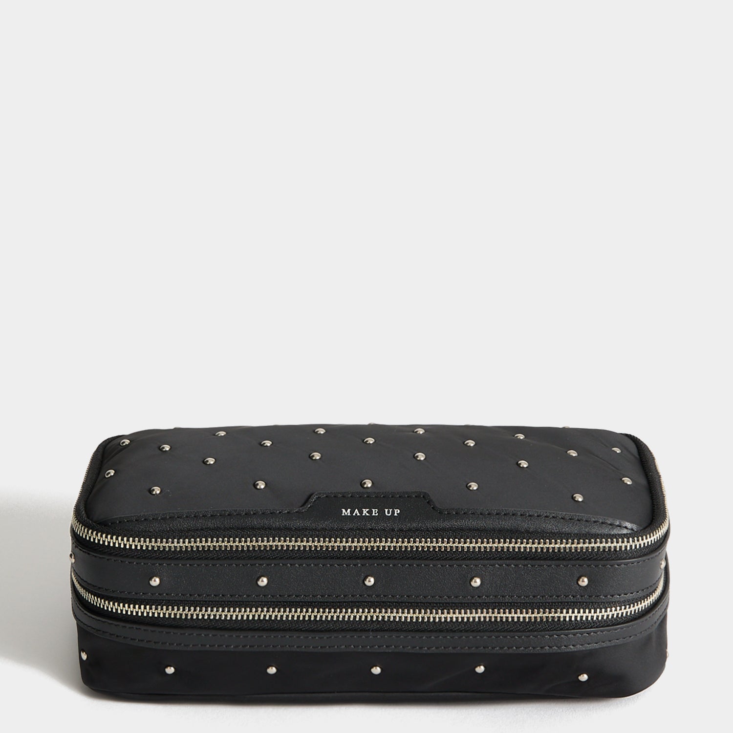 Studs Large Make-Up Pouch -

          
            Recycled Satin/Calf Leather in Black -
          

          Anya Hindmarch US
