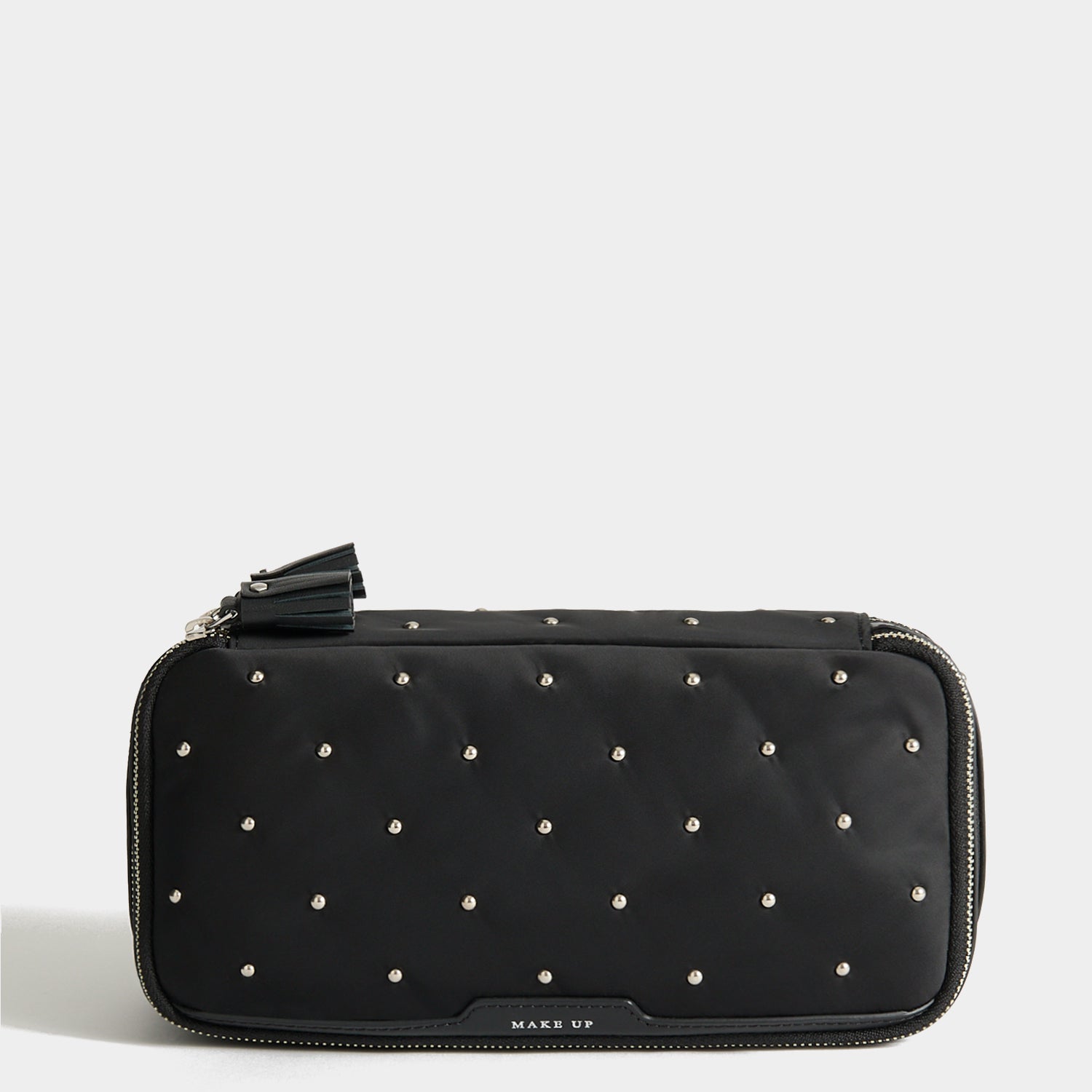 Studs Large Make-Up Pouch -

          
            Recycled Satin/Calf Leather in Black -
          

          Anya Hindmarch US
