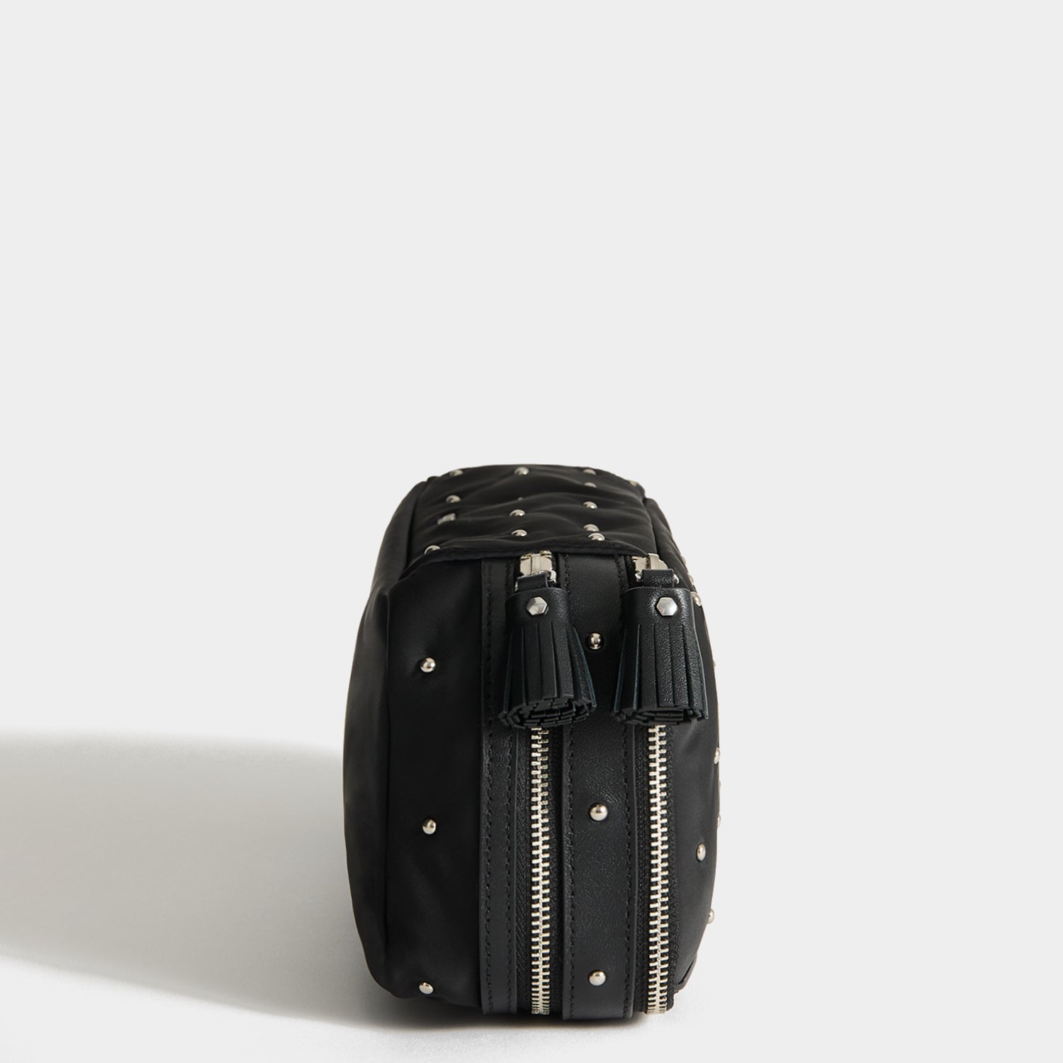 Studs Large Make-Up Pouch -

          
            Recycled Satin/Calf Leather in Black -
          

          Anya Hindmarch US
