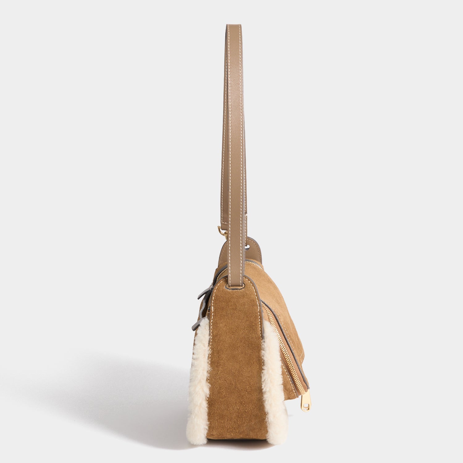 Vere Shearling Two-Way Cross-body -

          
            Shearling/Suede Leather in Moutarde -
          

          Anya Hindmarch US
