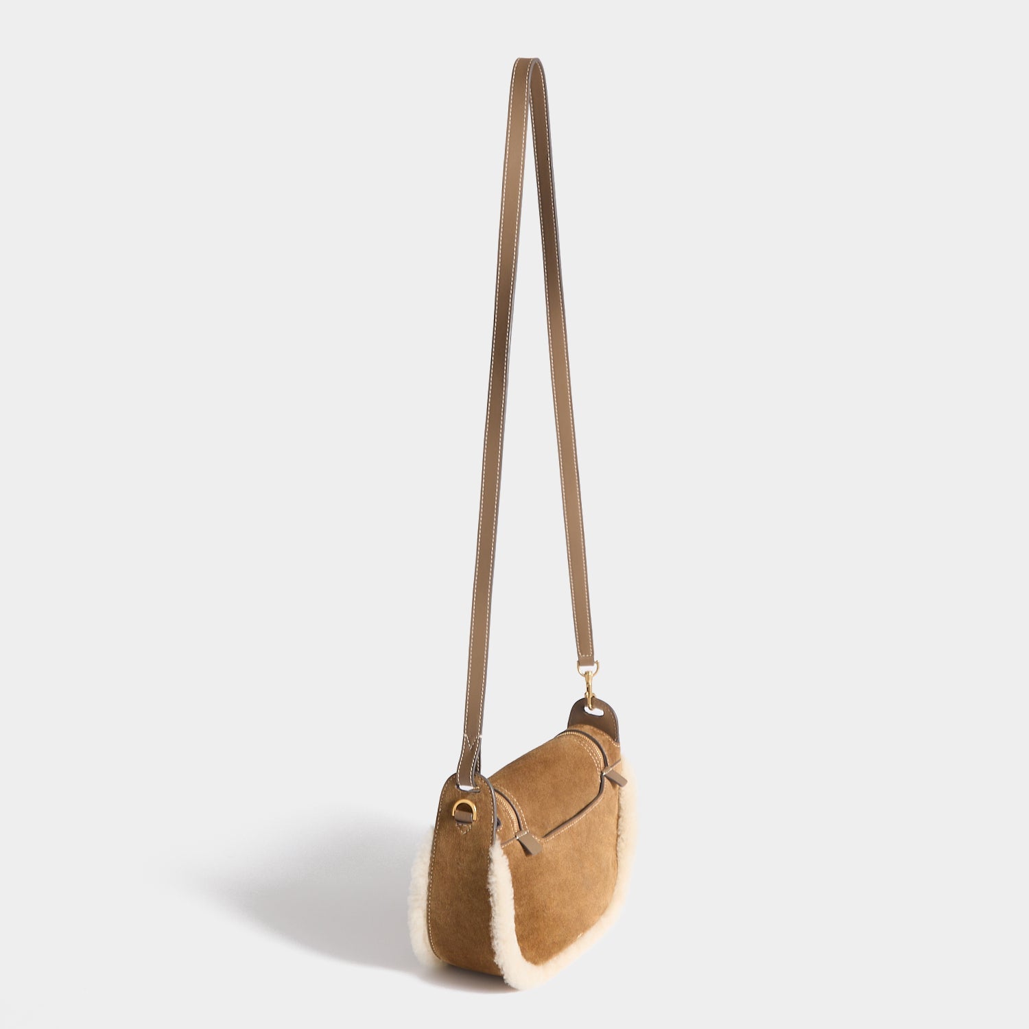 Vere Shearling Two-Way Cross-body -

          
            Shearling/Suede Leather in Moutarde -
          

          Anya Hindmarch US
