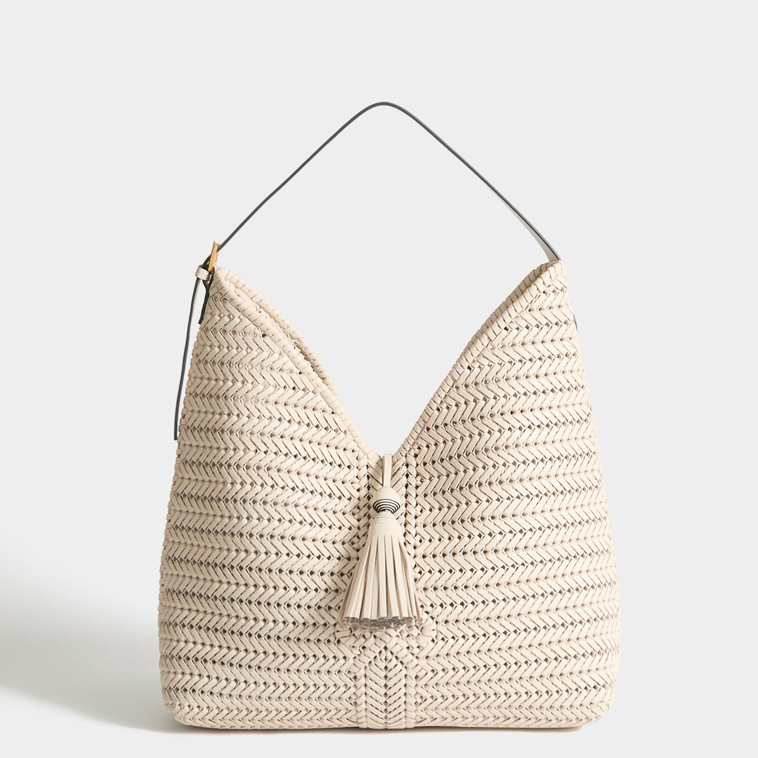 Neeson Tassel Hobo Bag -

          
            Capra Leather in Chalk -
          

          Anya Hindmarch US
