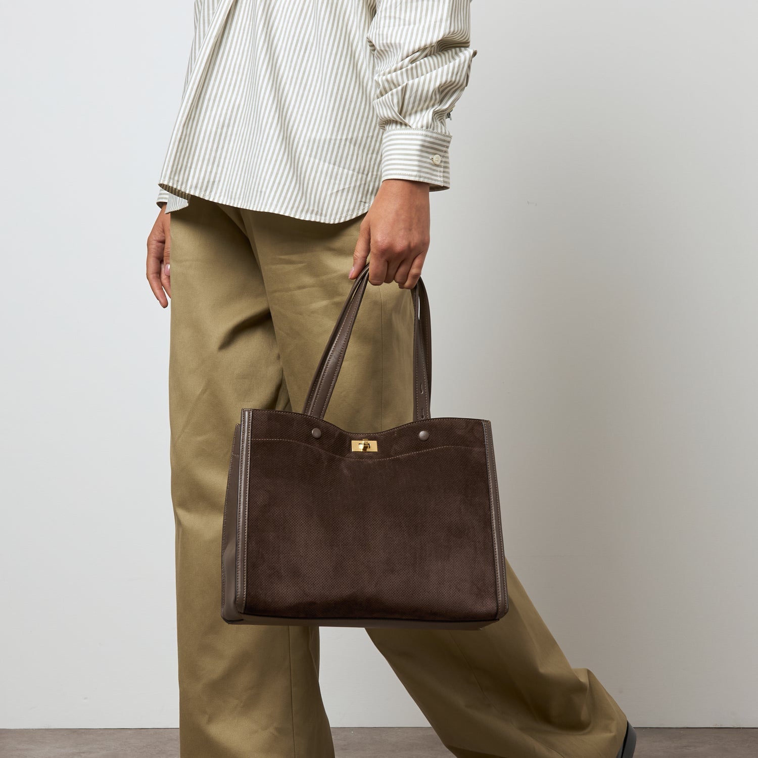 Mortimer Perforated Small Tote -

          
            Smooth Leather in Truffle Brown -
          

          Anya Hindmarch US
