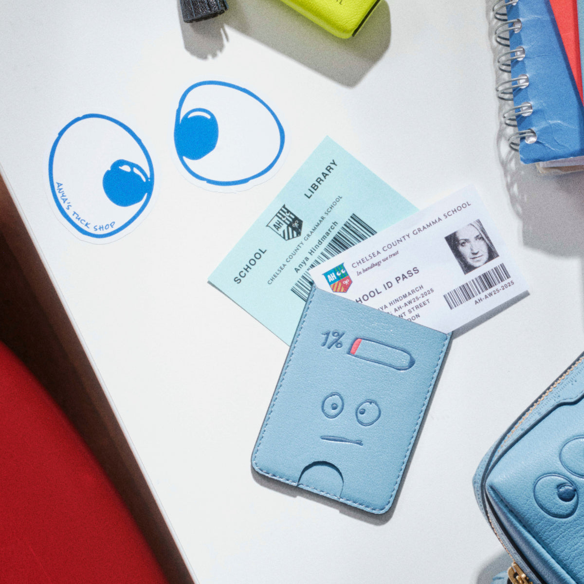 Scribble Magnetic Card Case -

          
            Calf Leather in School Blue -
          

          Anya Hindmarch US
