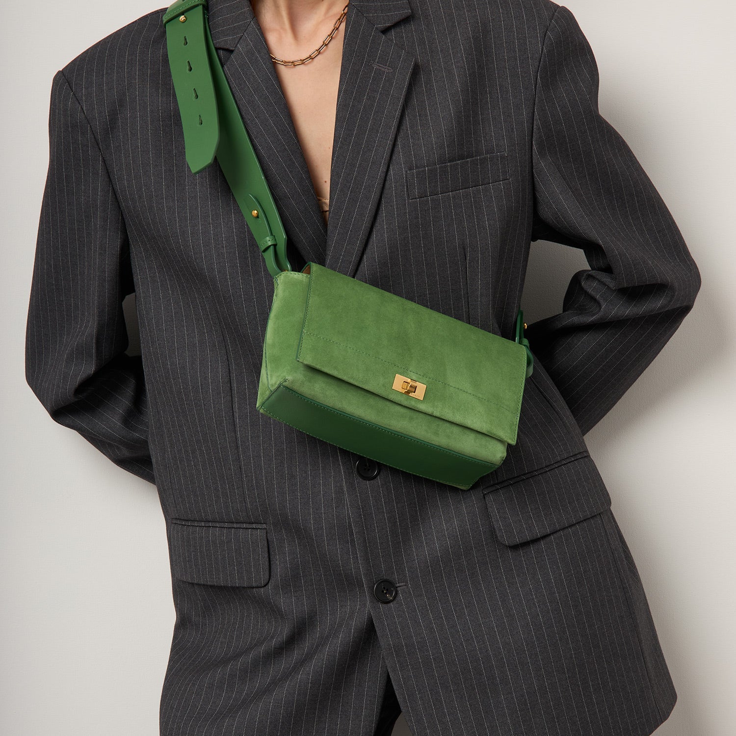 Mortimer Cross-body -

          
            Suede Leather in Pea Green -
          

          Anya Hindmarch US
