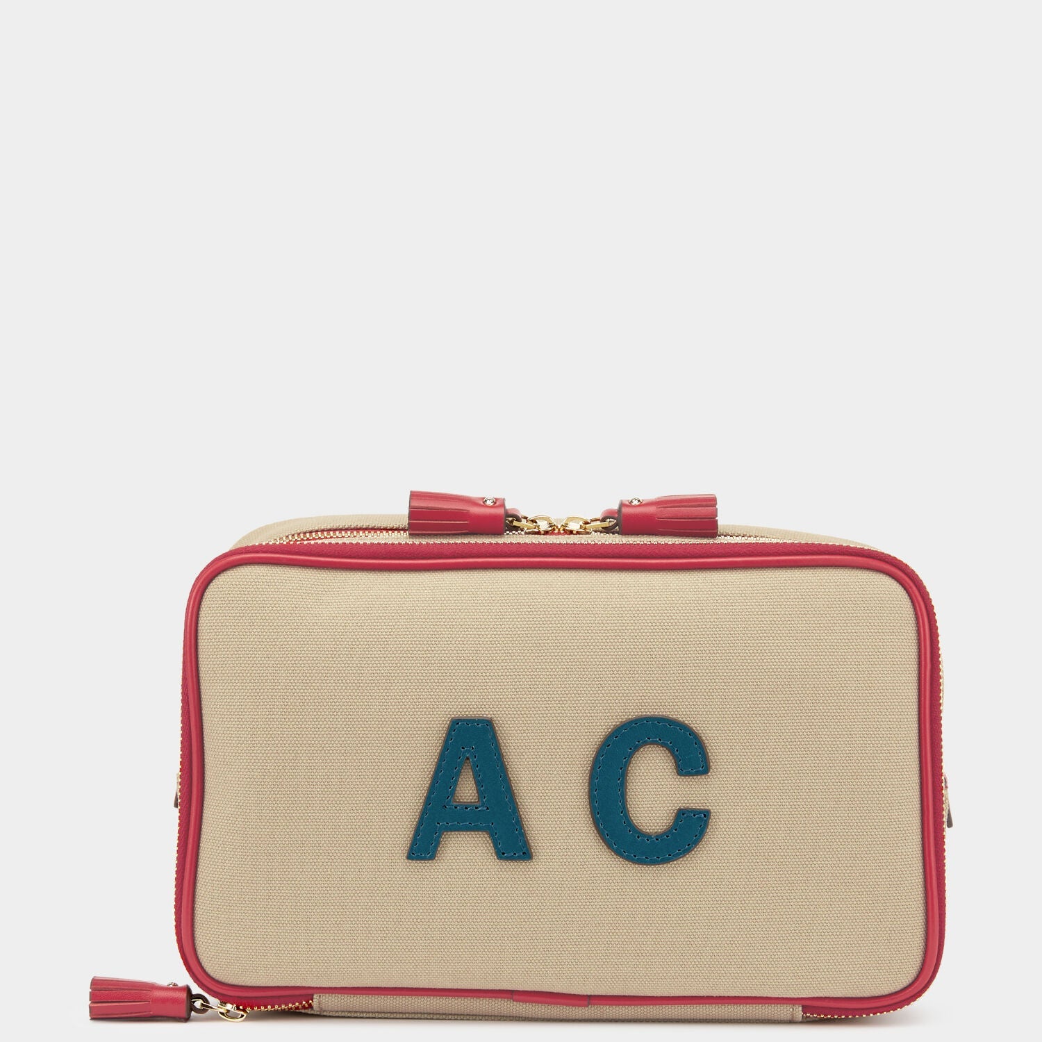 Bespoke Walton Wash Bag -

          
            Canvas in Natural/Red -
          

          Anya Hindmarch US
