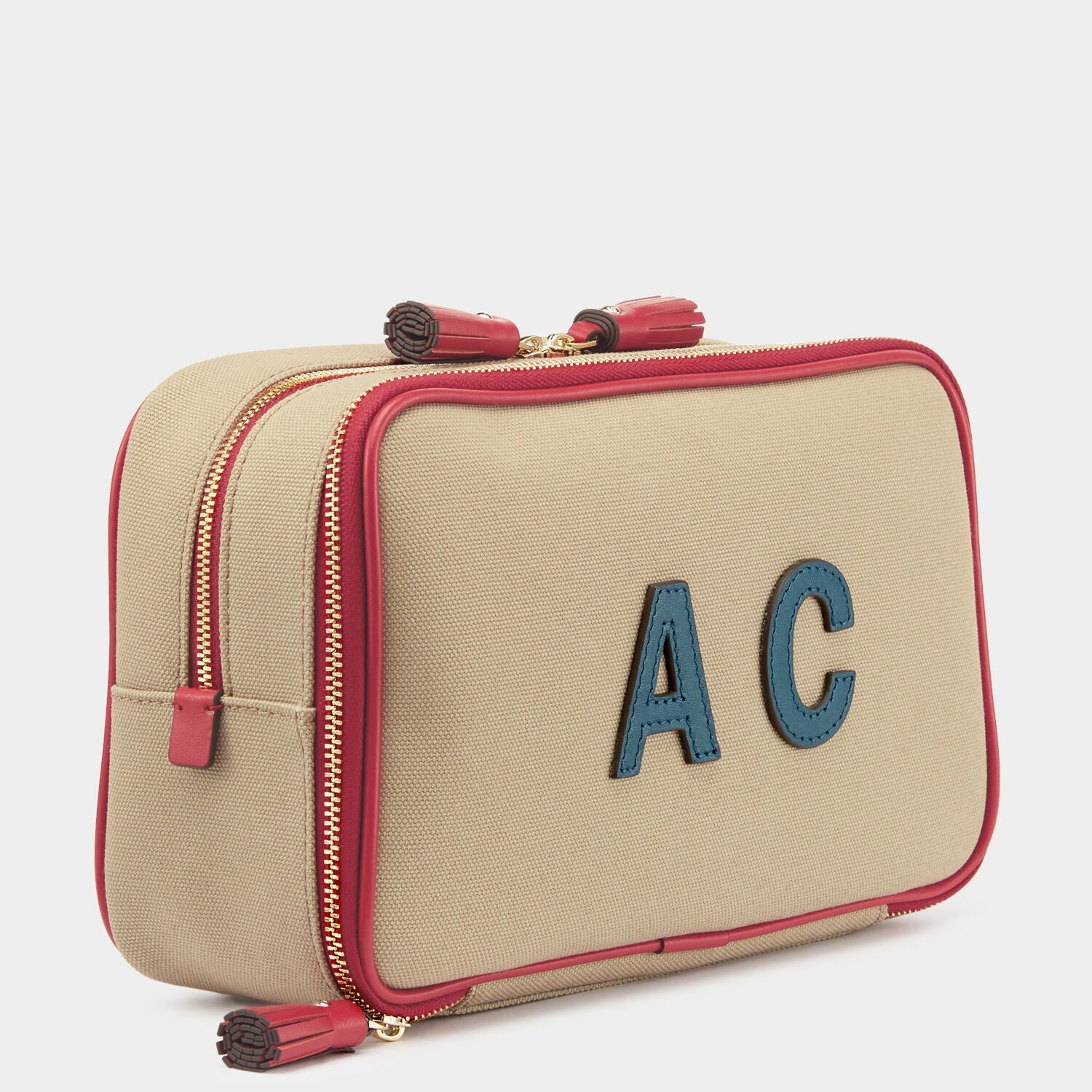 Bespoke Walton Wash Bag -

          
            Canvas in Natural/Red -
          

          Anya Hindmarch US
