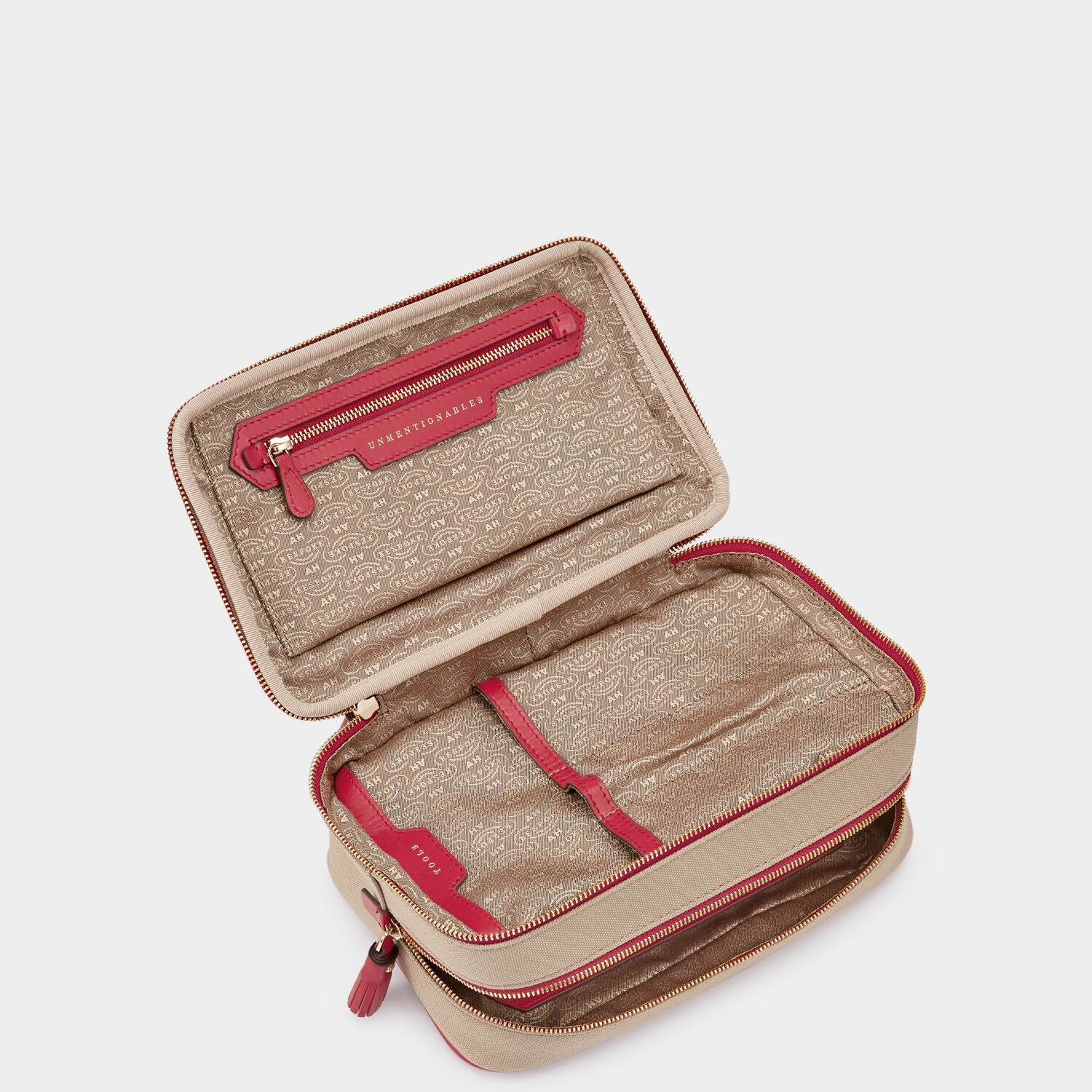 Bespoke Walton Wash Bag -

          
            Canvas in Natural/Red -
          

          Anya Hindmarch US
