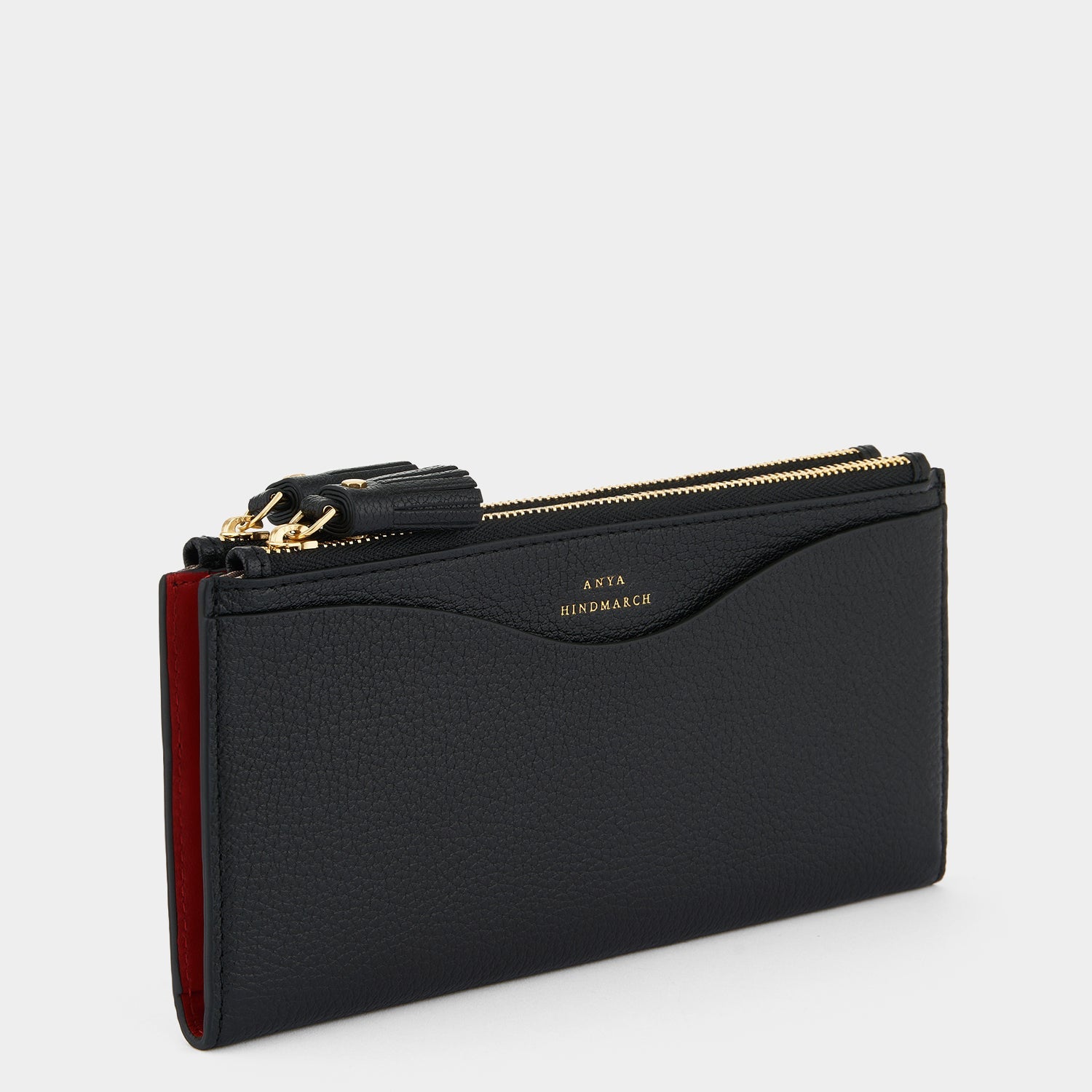 Peeping Eyes Large Double Zip Wallet -

          
            Capra Leather in Black -
          

          Anya Hindmarch US
