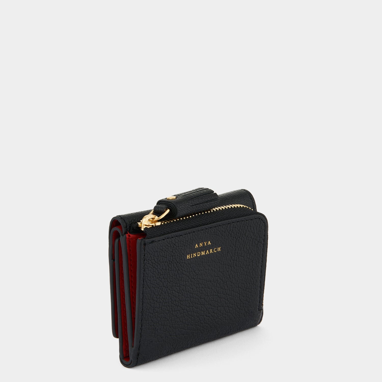 Peeping Eyes Mini Trifold Zip Wallet -

          
            Capra Leather in Black -
          

          Anya Hindmarch US
