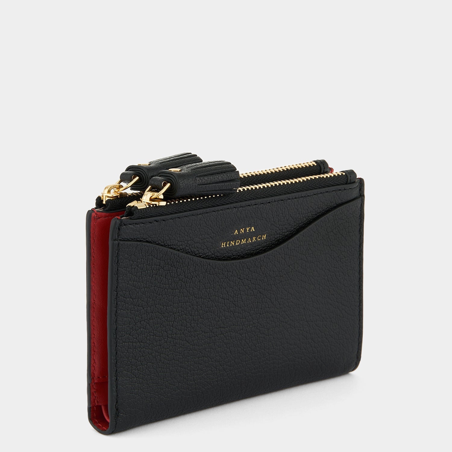 Peeping Eyes Small Double Zip Wallet -

          
            Capra Leather in Black -
          

          Anya Hindmarch US
