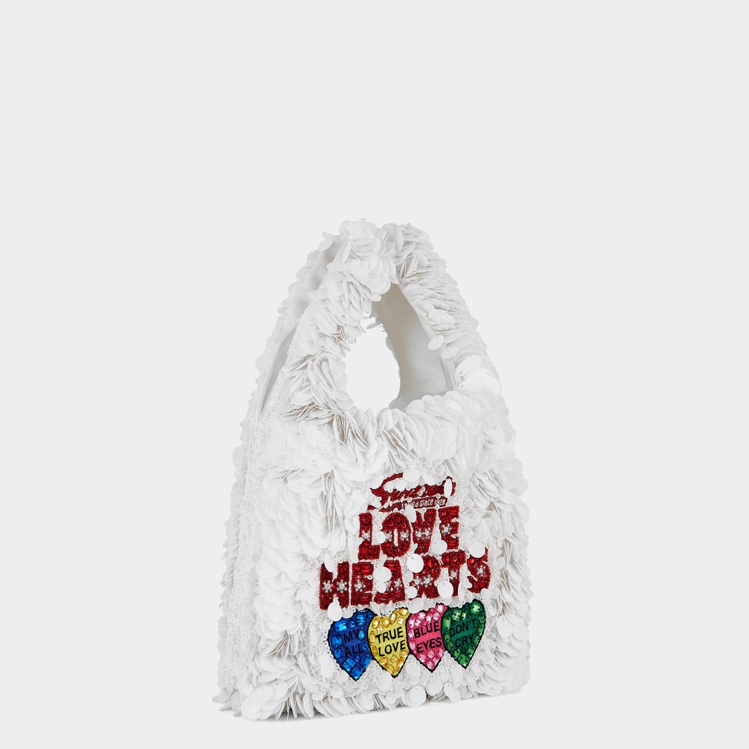 Anya Brands Love Hearts Mini Tote -

          
            Sequins in Optic White -
          

          Anya Hindmarch US
